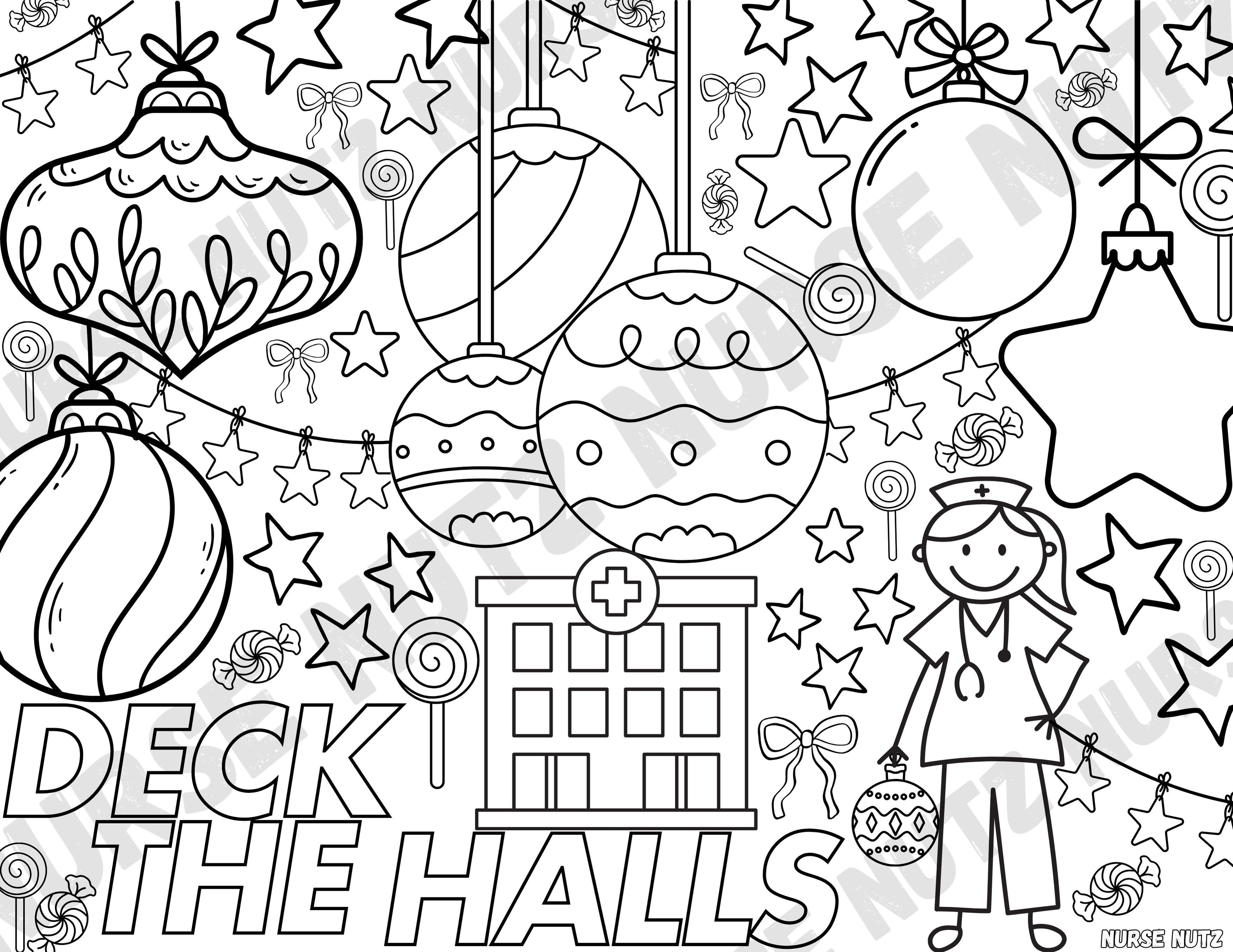 Deck the Halls - Nurse Coloring Page