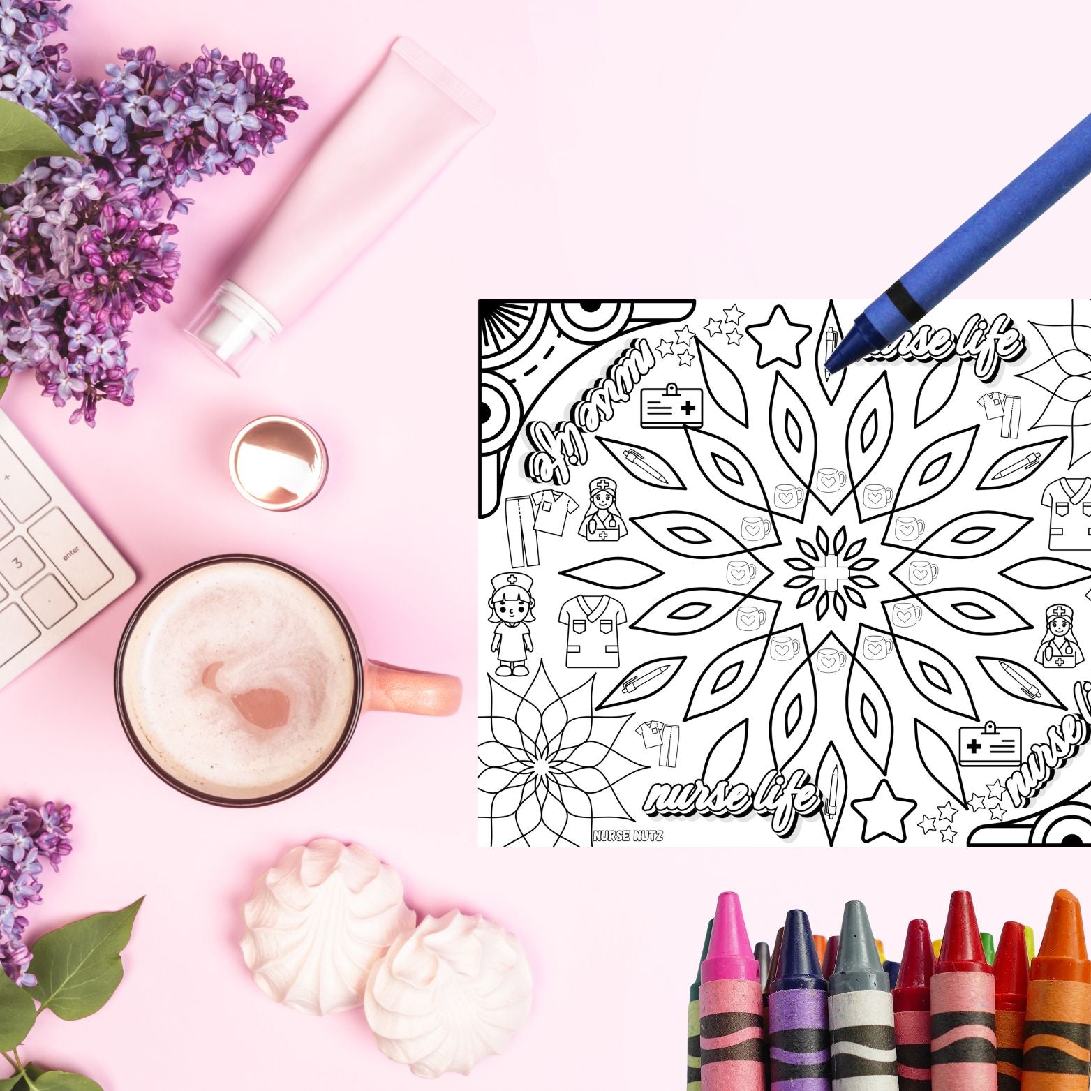 Nurse Life Mandala - Nurse Coloring Sheet