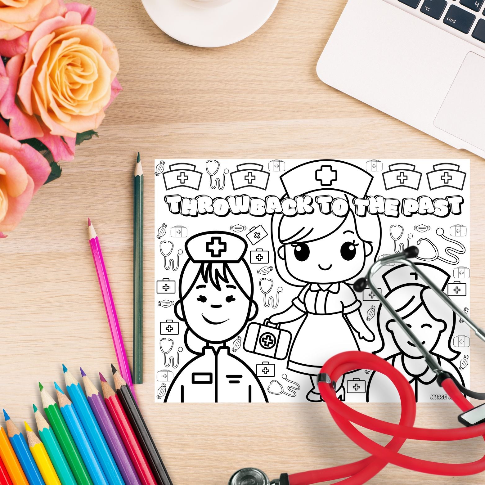 Throwback to the Past - Nurse Coloring Page