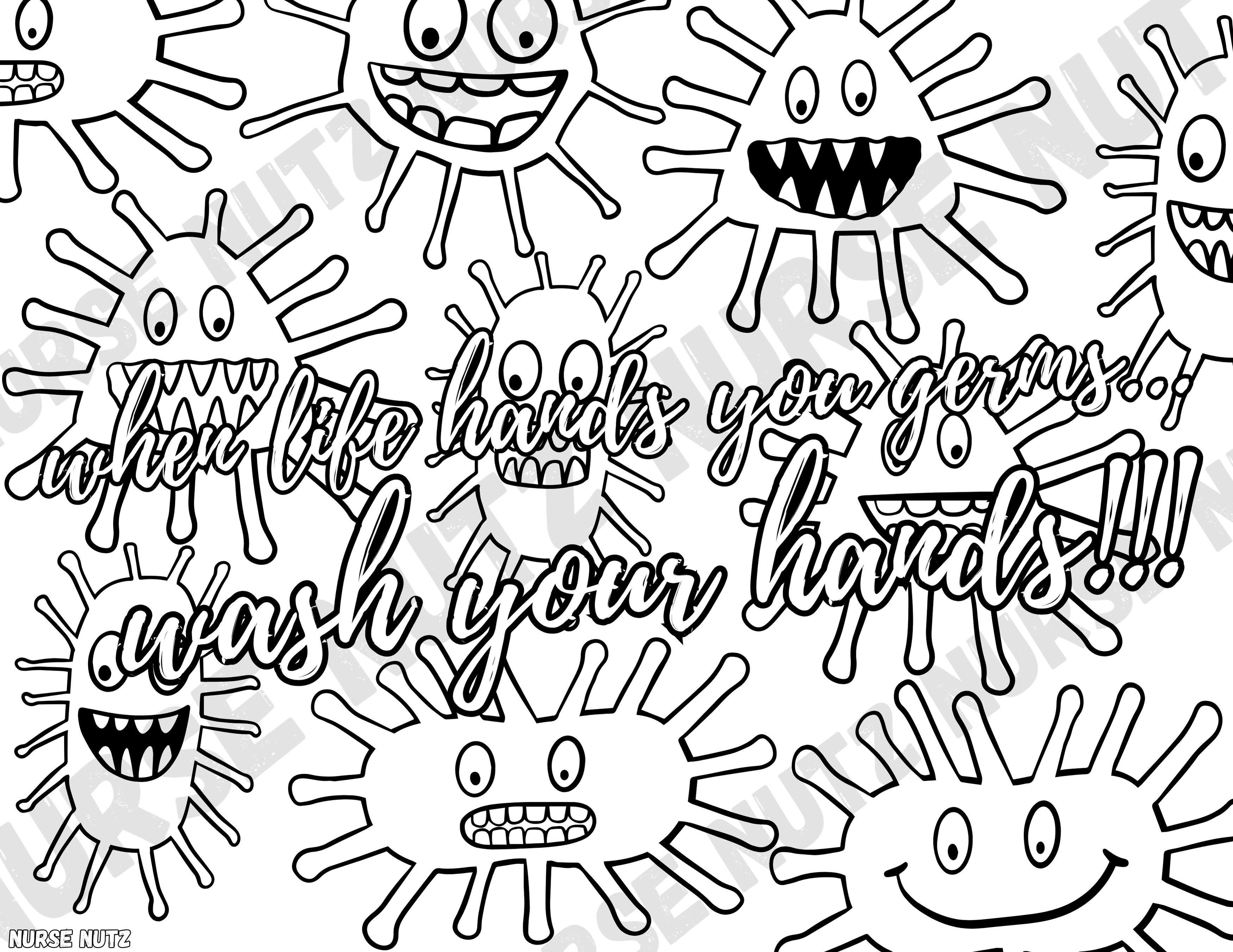 When Life Hands You Germs: Wash Your Hands! - Nurse Coloring Sheet