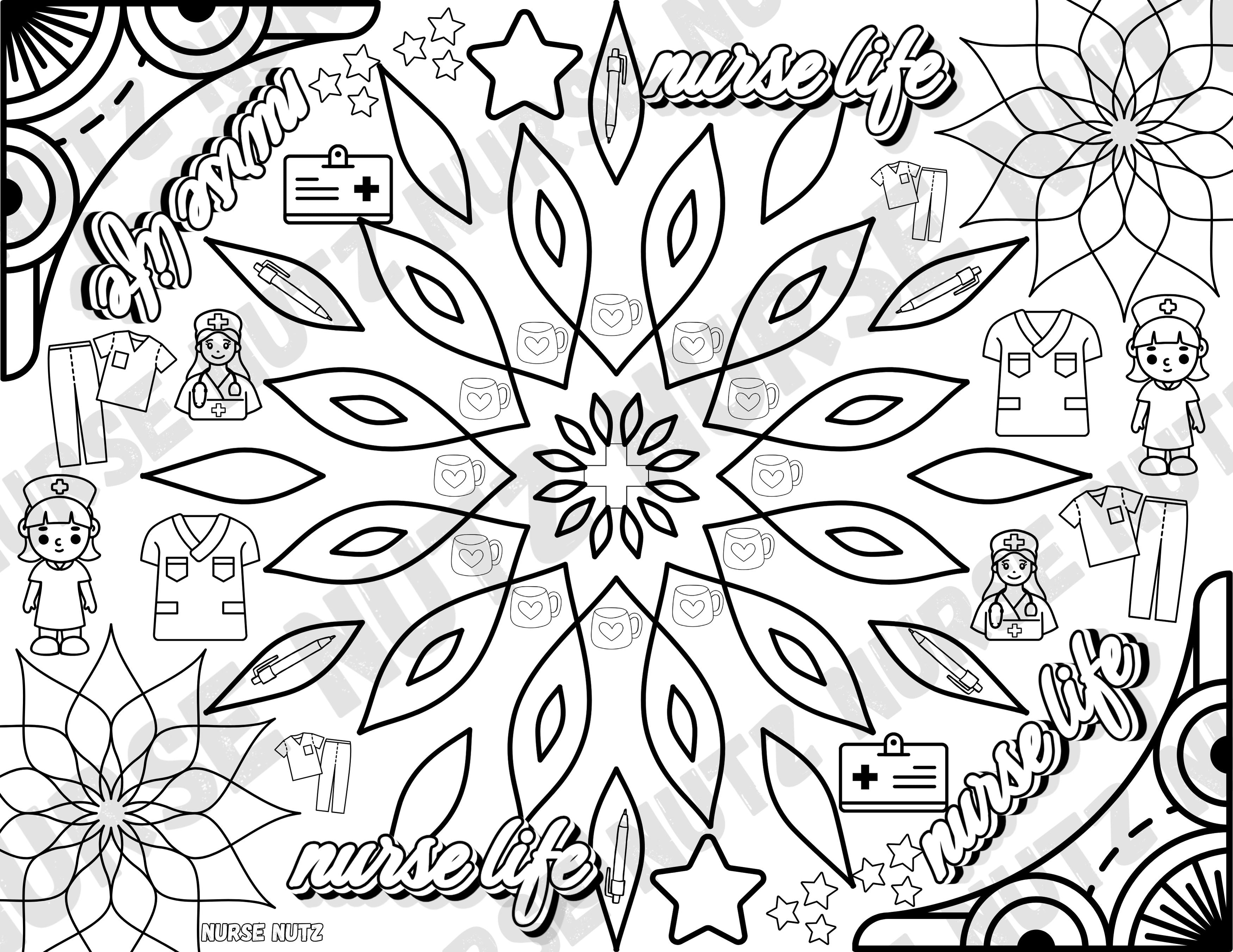 Nurse Life Mandala - Nurse Coloring Sheet