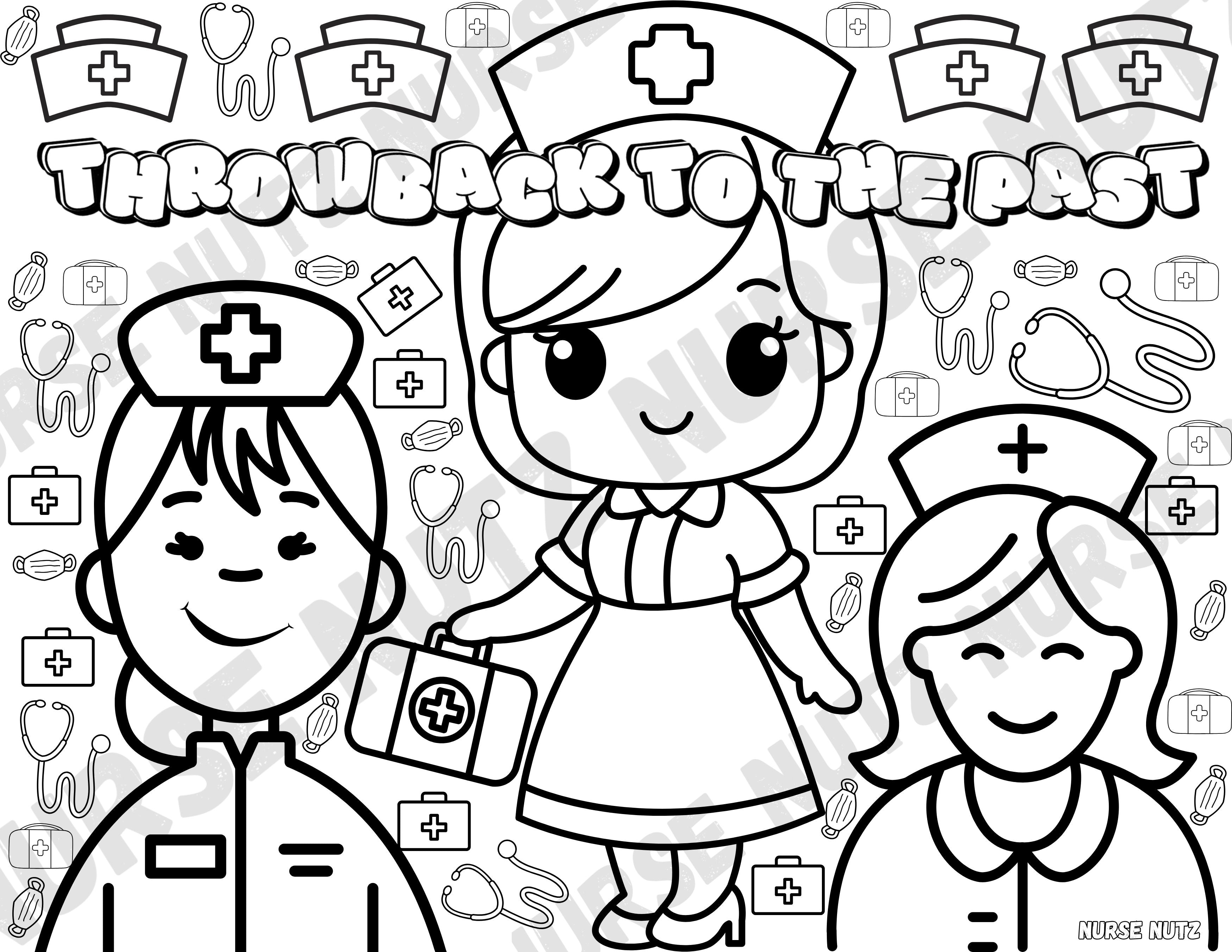 Throwback to the Past - Nurse Coloring Page