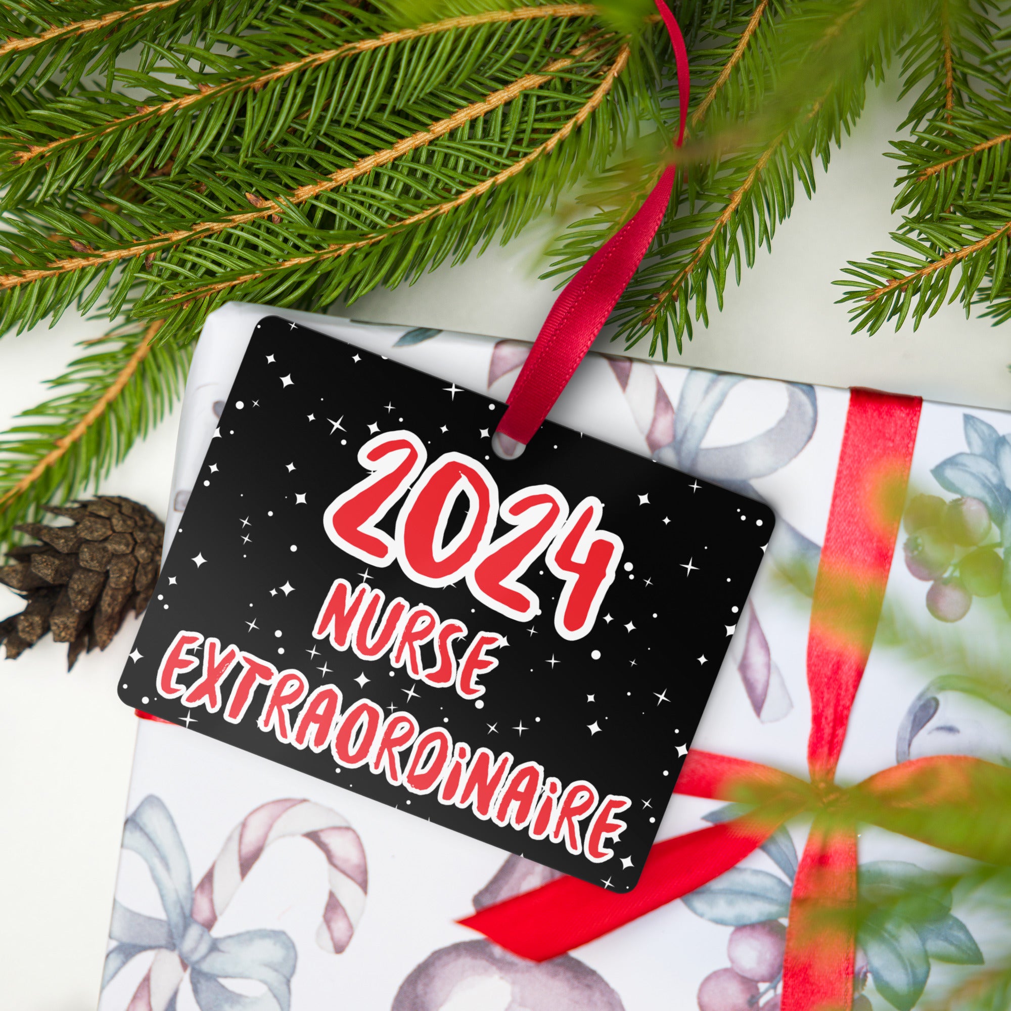 Santa's Got Nothing on My Stocking of Supplies (2024 Nurse Extraordinaire) - Nurse Christmas Ornament (Metal)