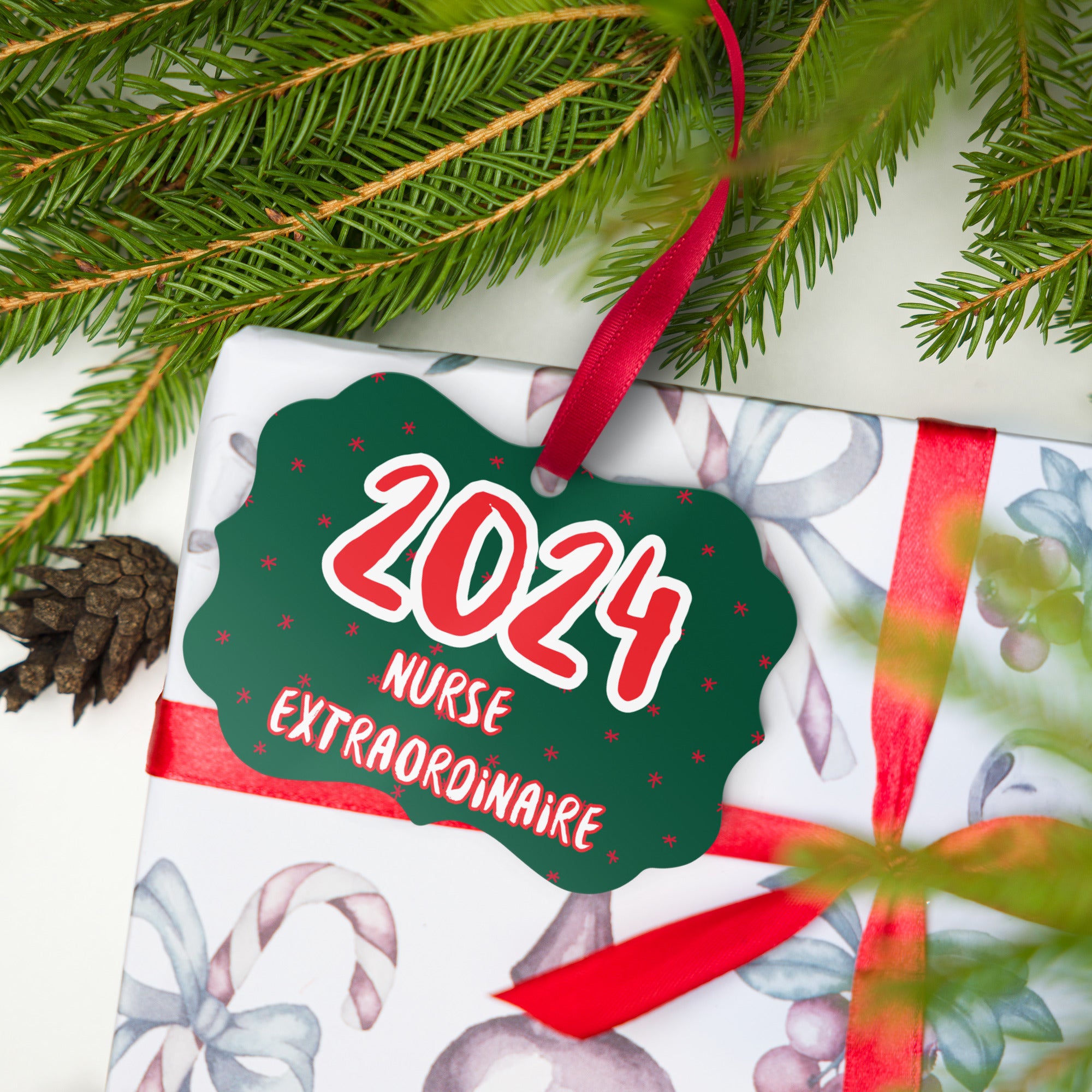 Santa's Got Nothing on My Stocking of Supplies (2024 Nurse Extraordinaire) - Nurse Christmas Ornament (Metal)