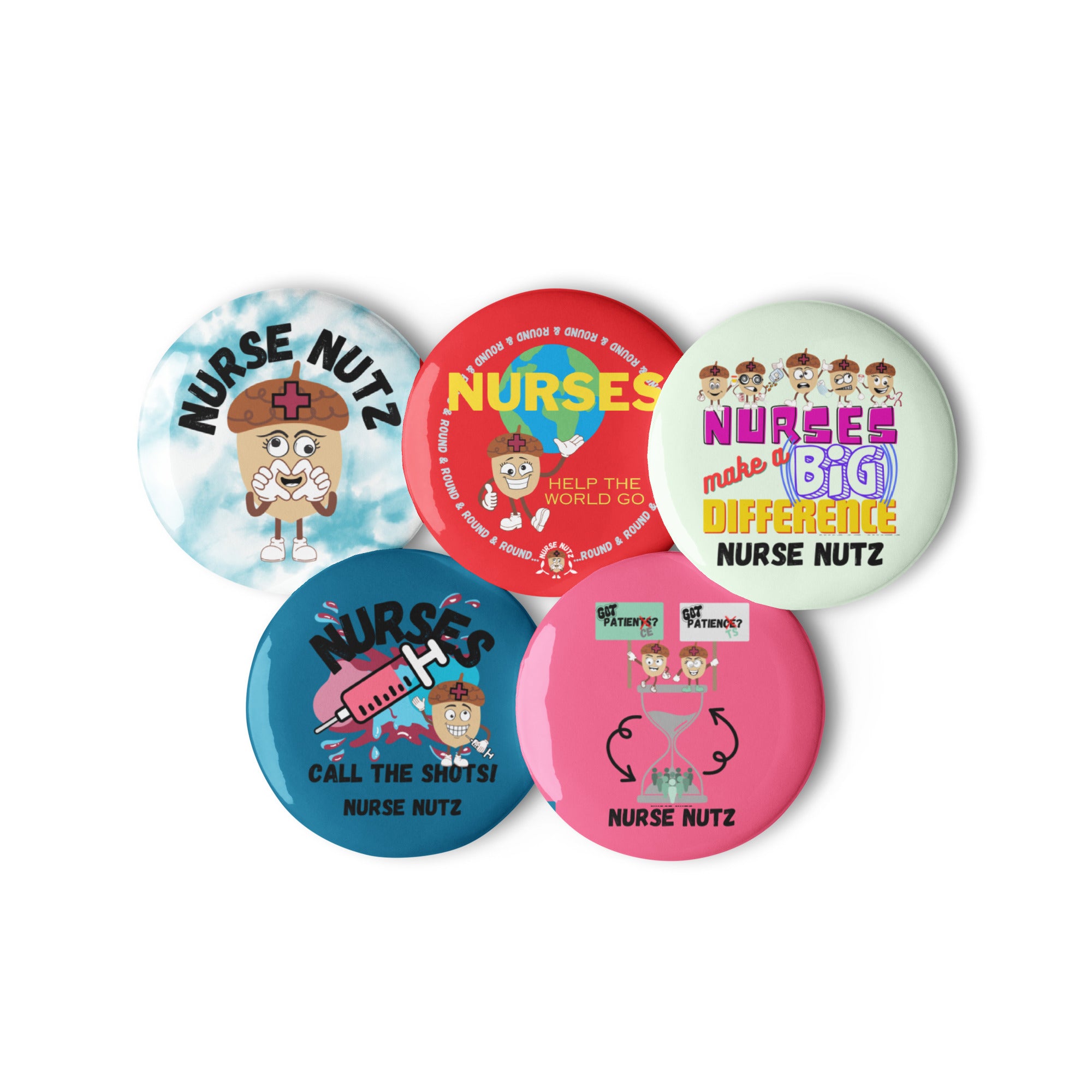 Nurse Nutz Characters - Nurse Pin Buttons Set