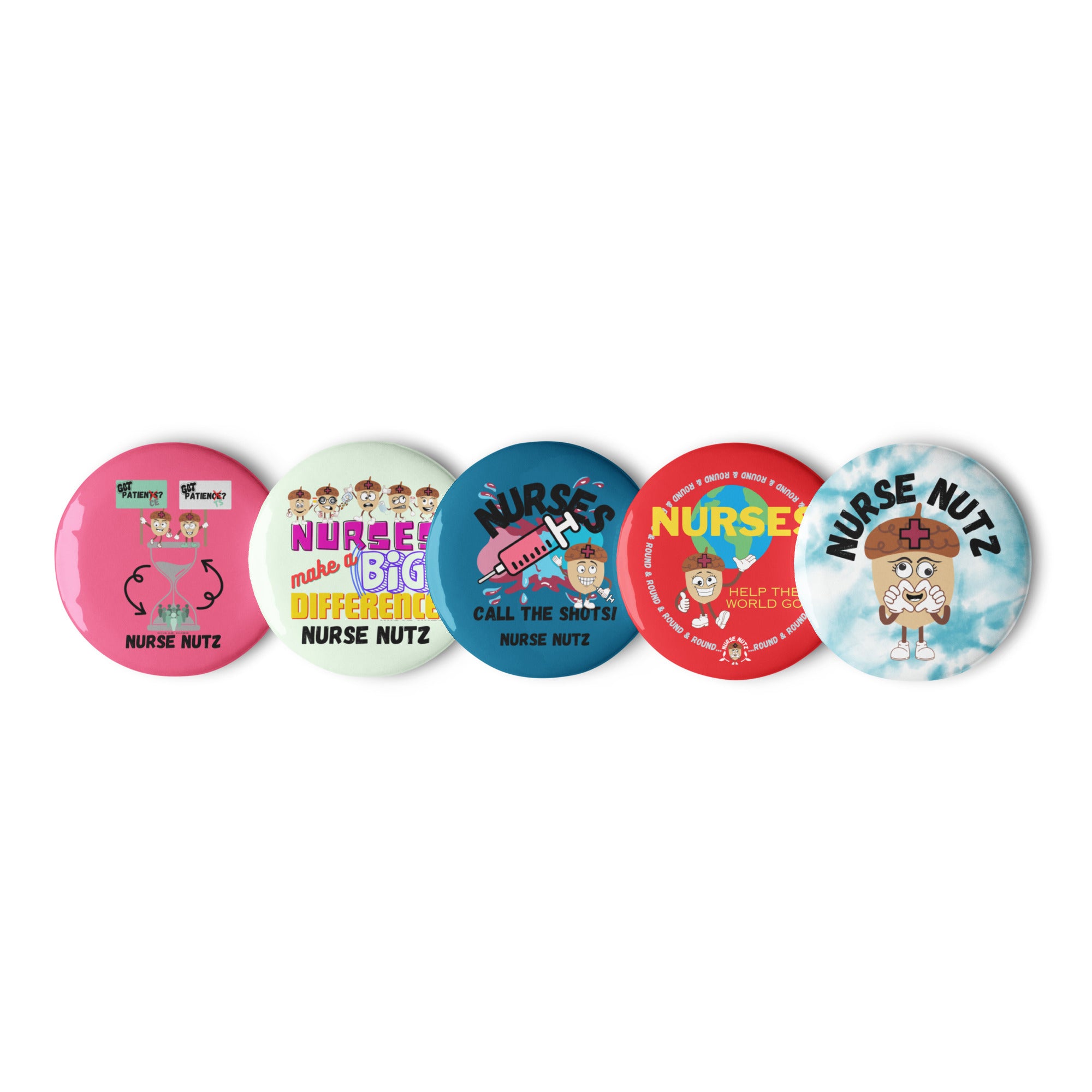 Nurse Nutz Characters - Nurse Pin Buttons Set