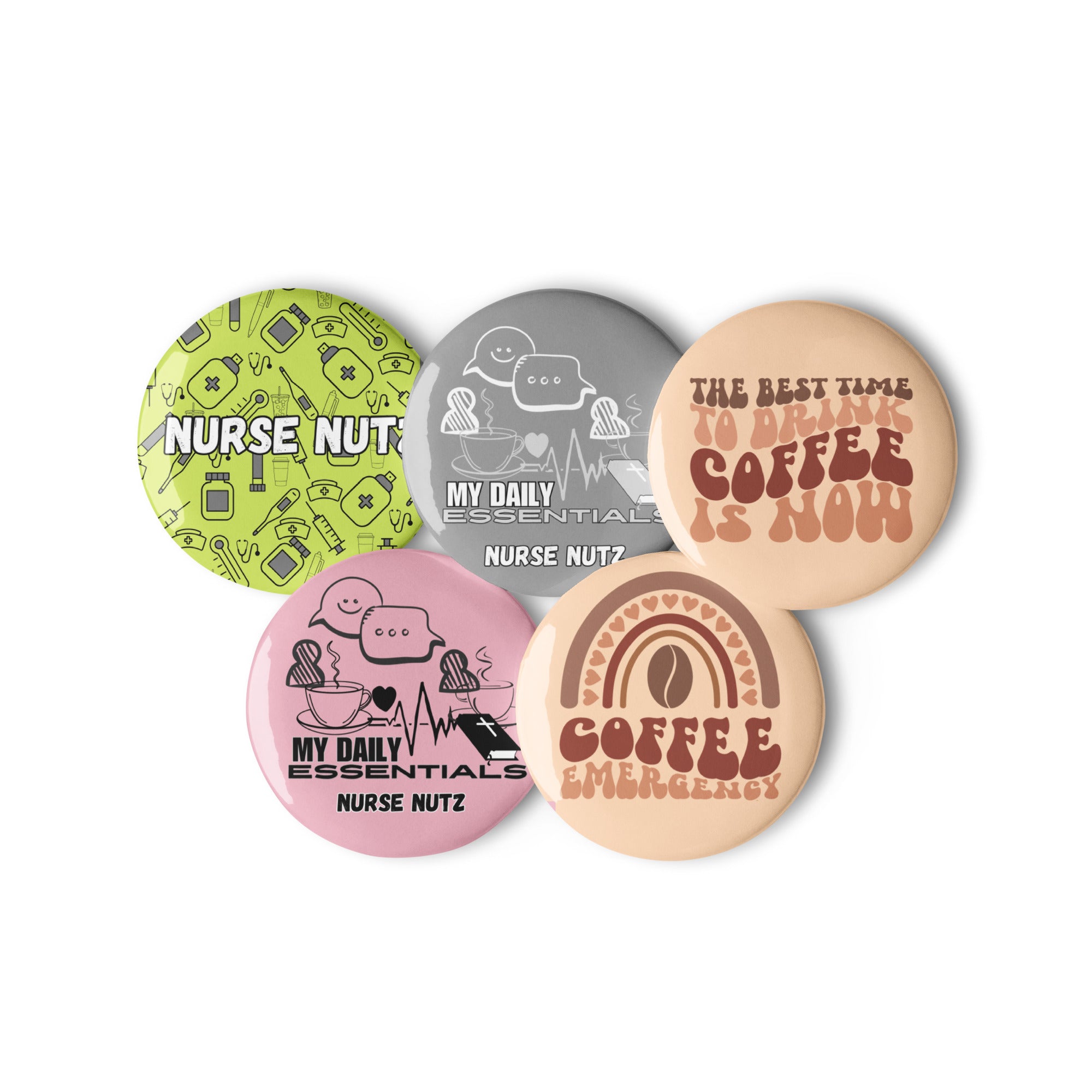 Coffee Lovers: Nurse Pin Buttons Set