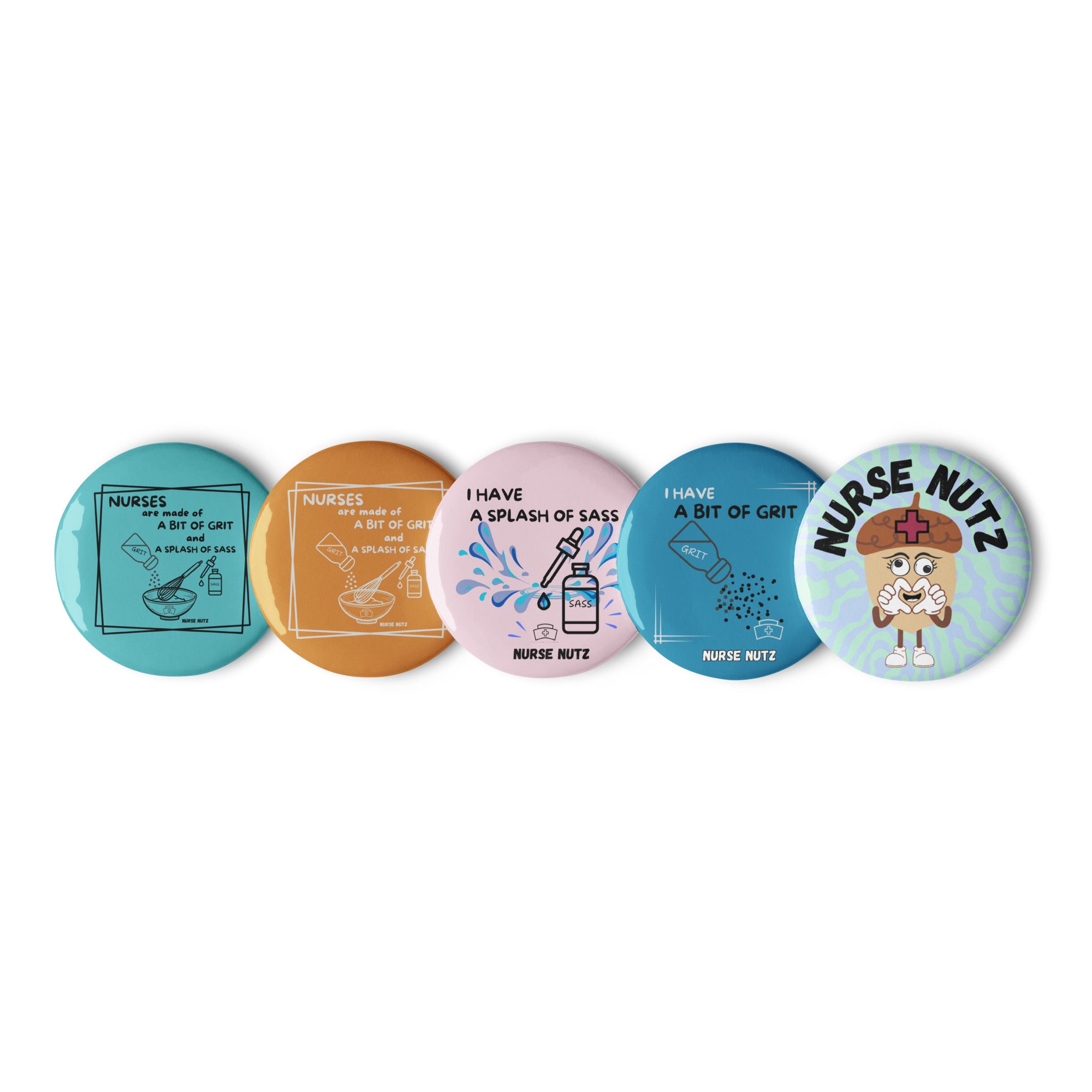 A Bit of Grit & Splash of Sass - Nurse Pin Buttons Set