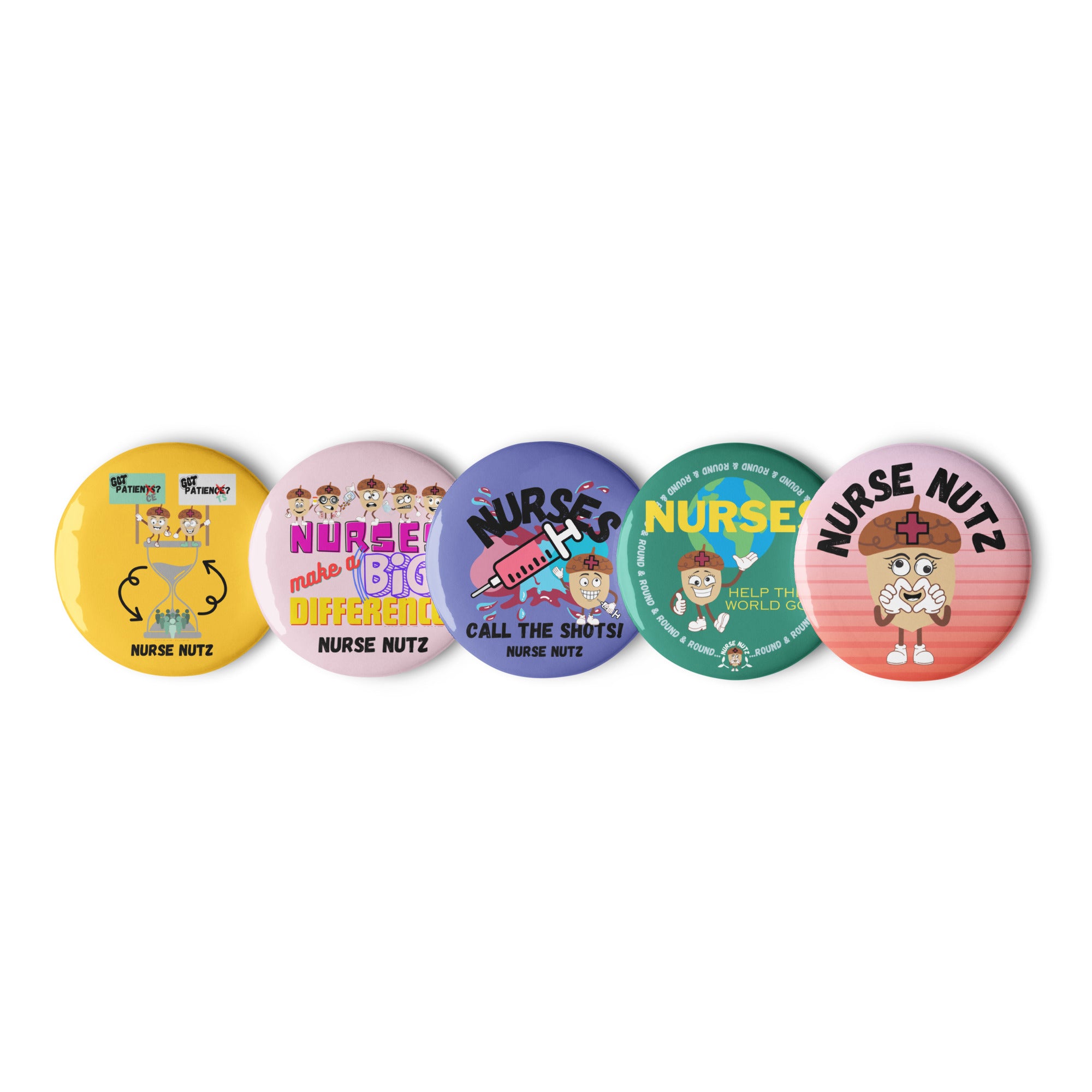 Nurse Nutz Characters - Nurse Pin Buttons Set