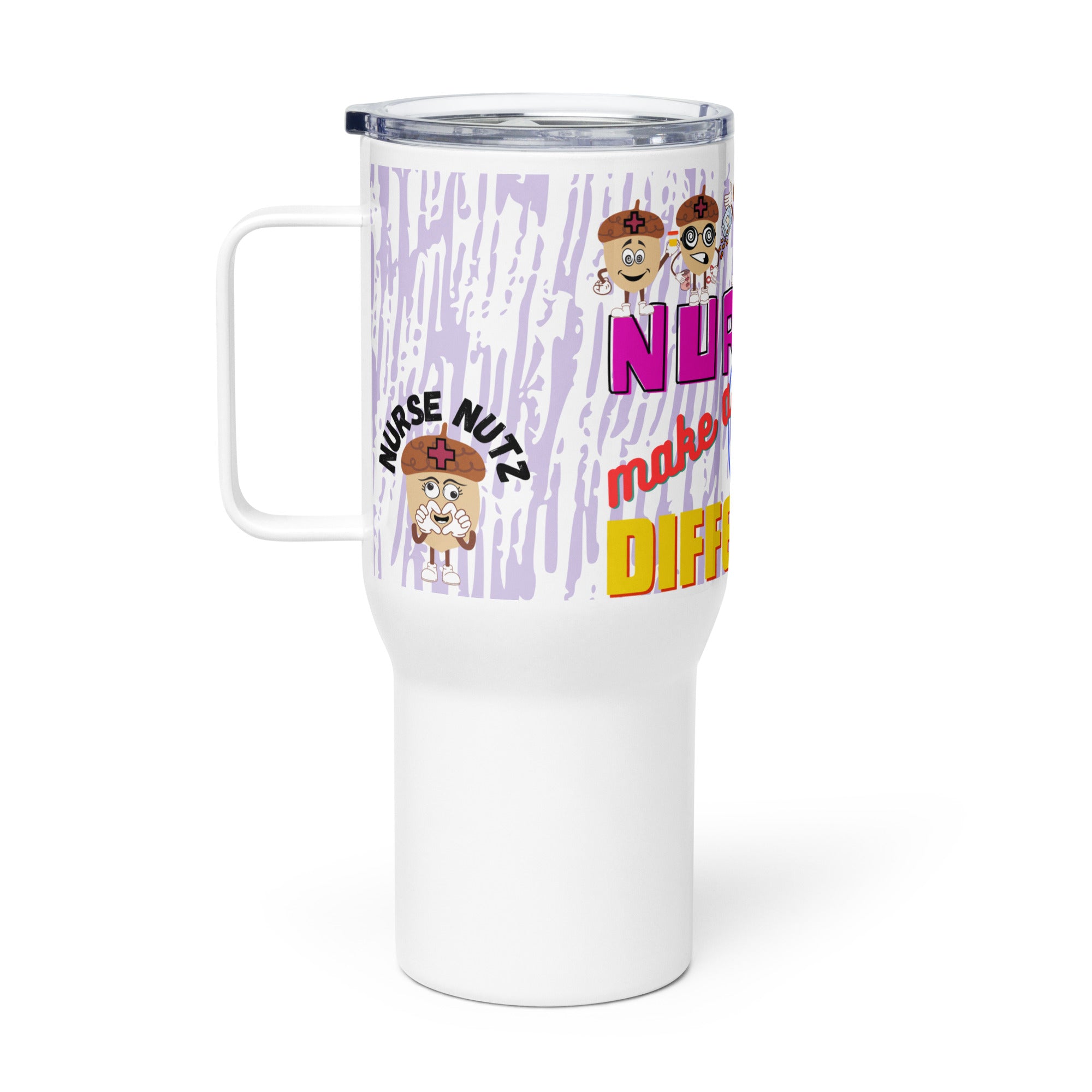 NURSES MAKE A BIG DIFFERENCE - Nurse Tumbler (Travel Mug) With Handle