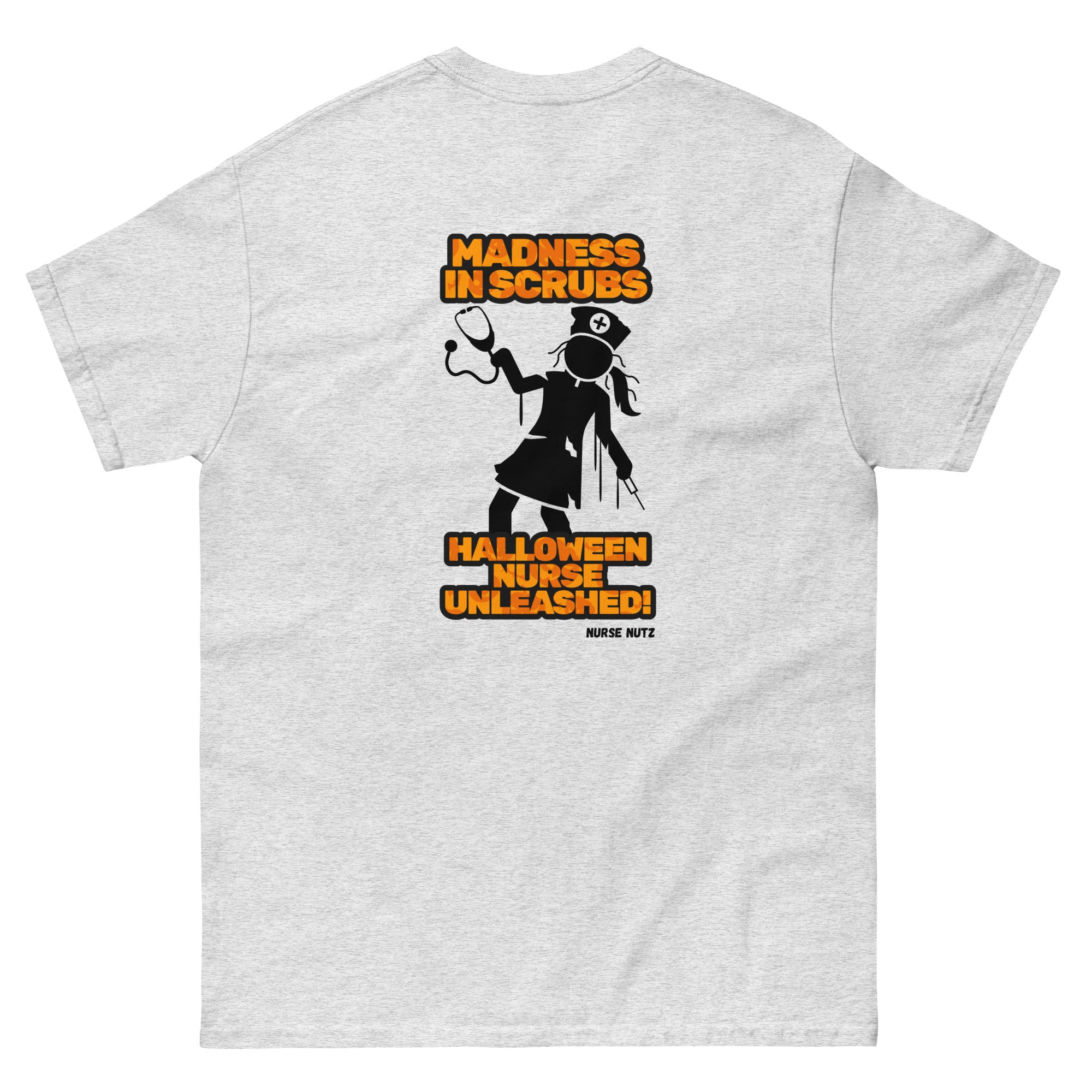 Madness in Scrubs: Halloween Nurse Unleashed - Nurse Unisex Double-Sided Classic Tee