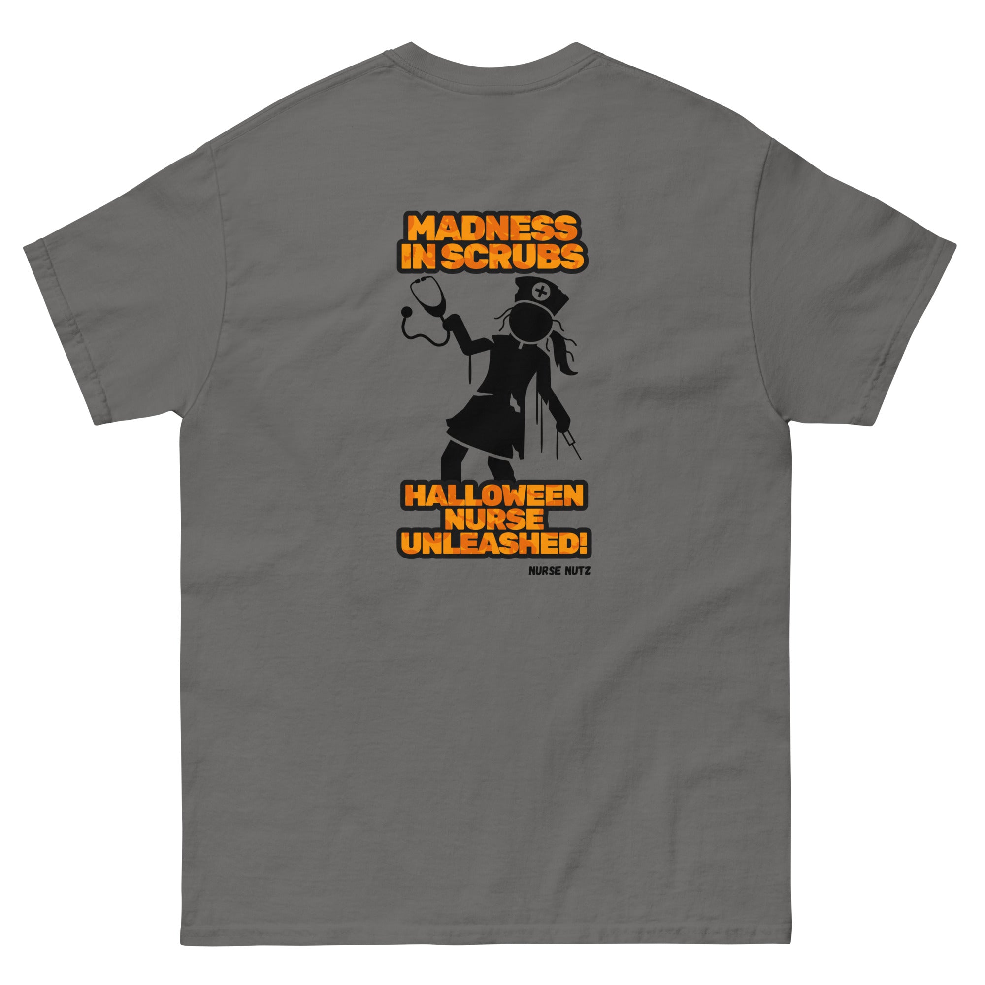 Madness in Scrubs: Halloween Nurse Unleashed - Nurse Unisex Double-Sided Classic Tee