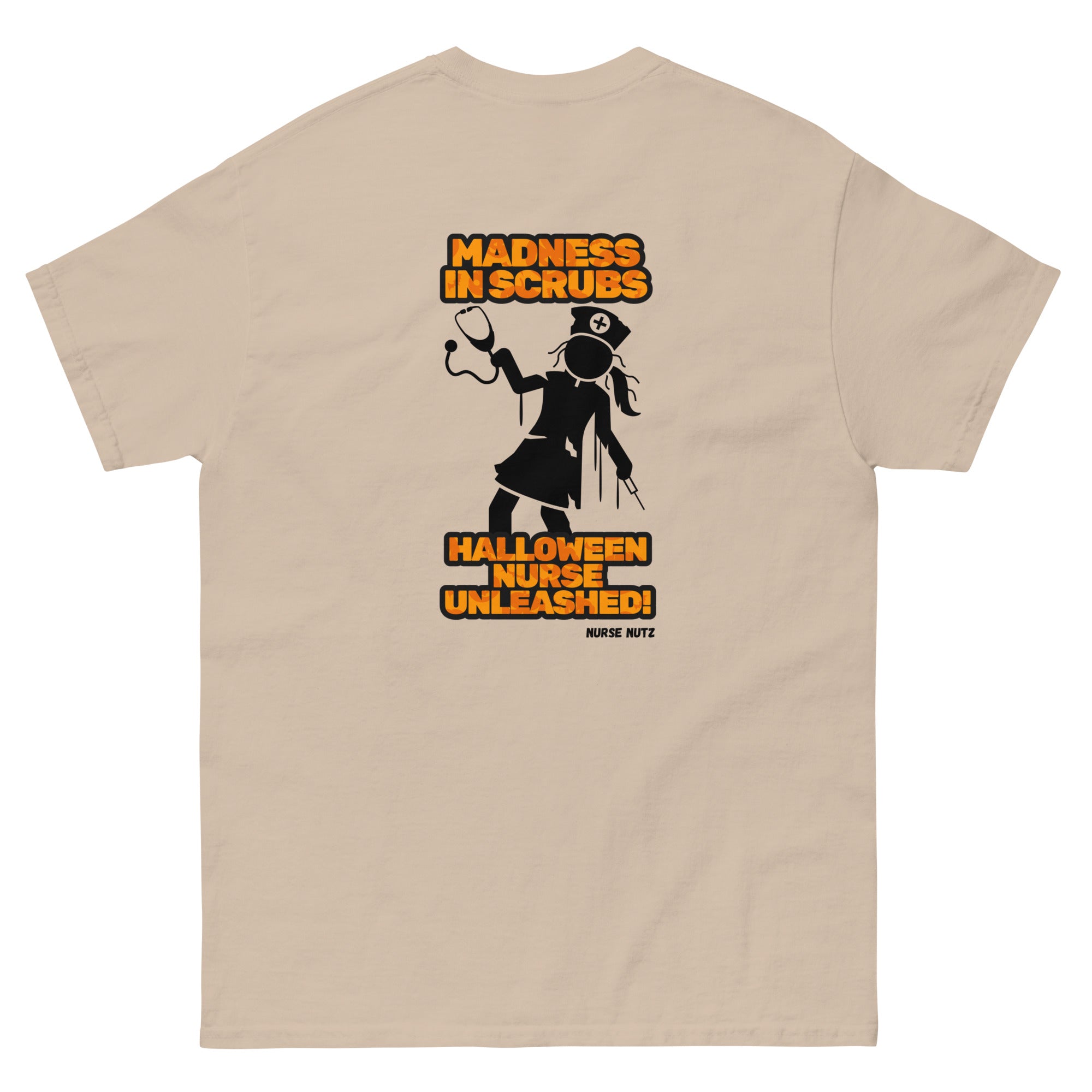 Madness in Scrubs: Halloween Nurse Unleashed - Nurse Unisex Double-Sided Classic Tee