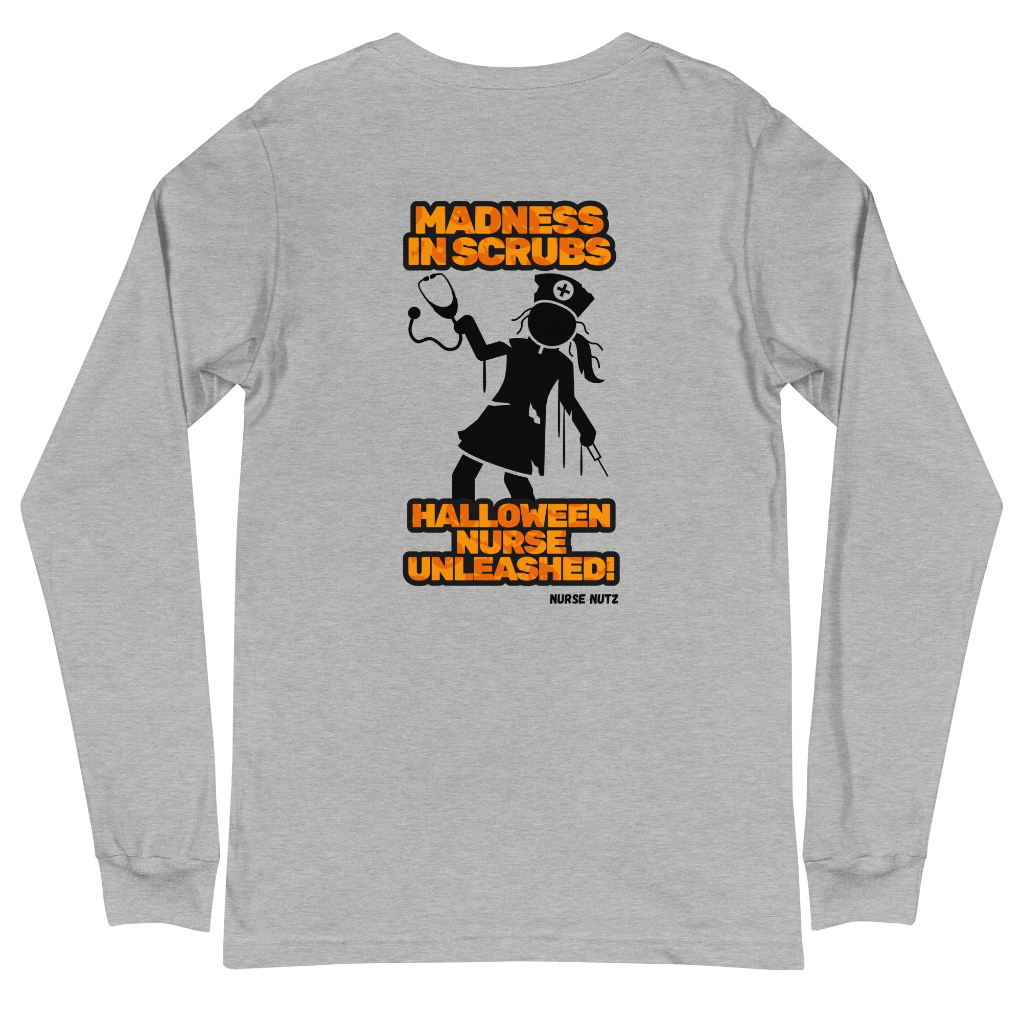 Madness in Scrubs: Halloween Nurse Unleashed - Nurse Unisex Double-Sided Long Sleeve Tee