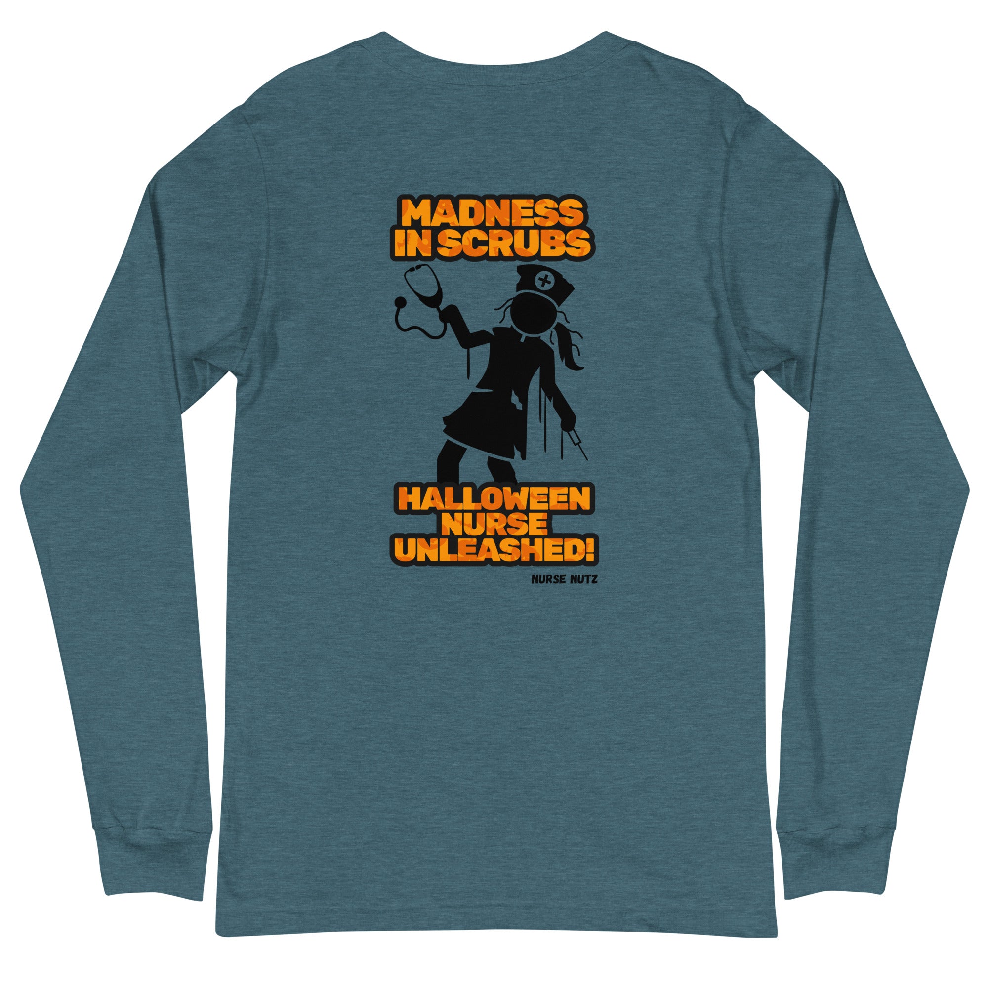 Madness in Scrubs: Halloween Nurse Unleashed - Nurse Unisex Double-Sided Long Sleeve Tee