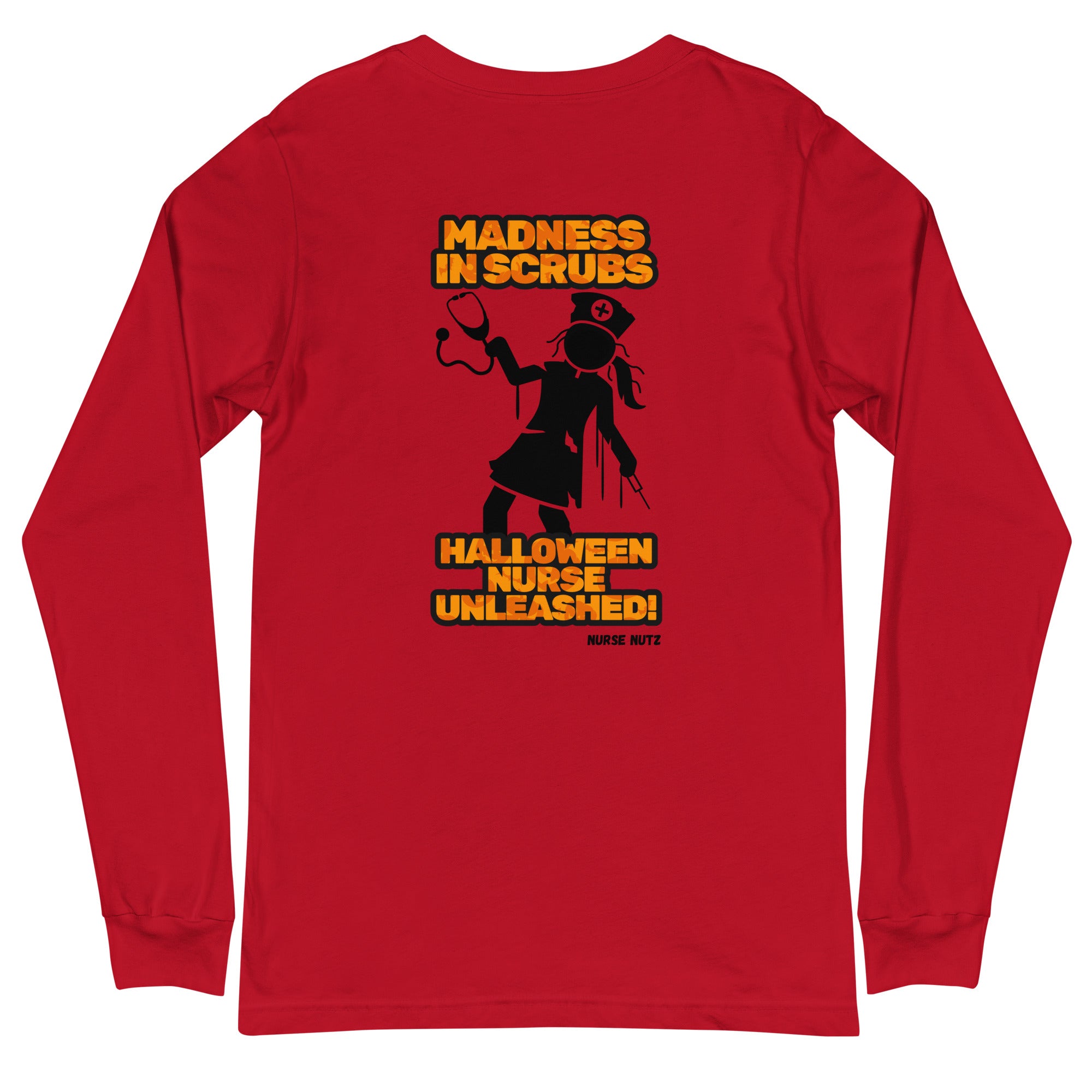 Madness in Scrubs: Halloween Nurse Unleashed - Nurse Unisex Double-Sided Long Sleeve Tee