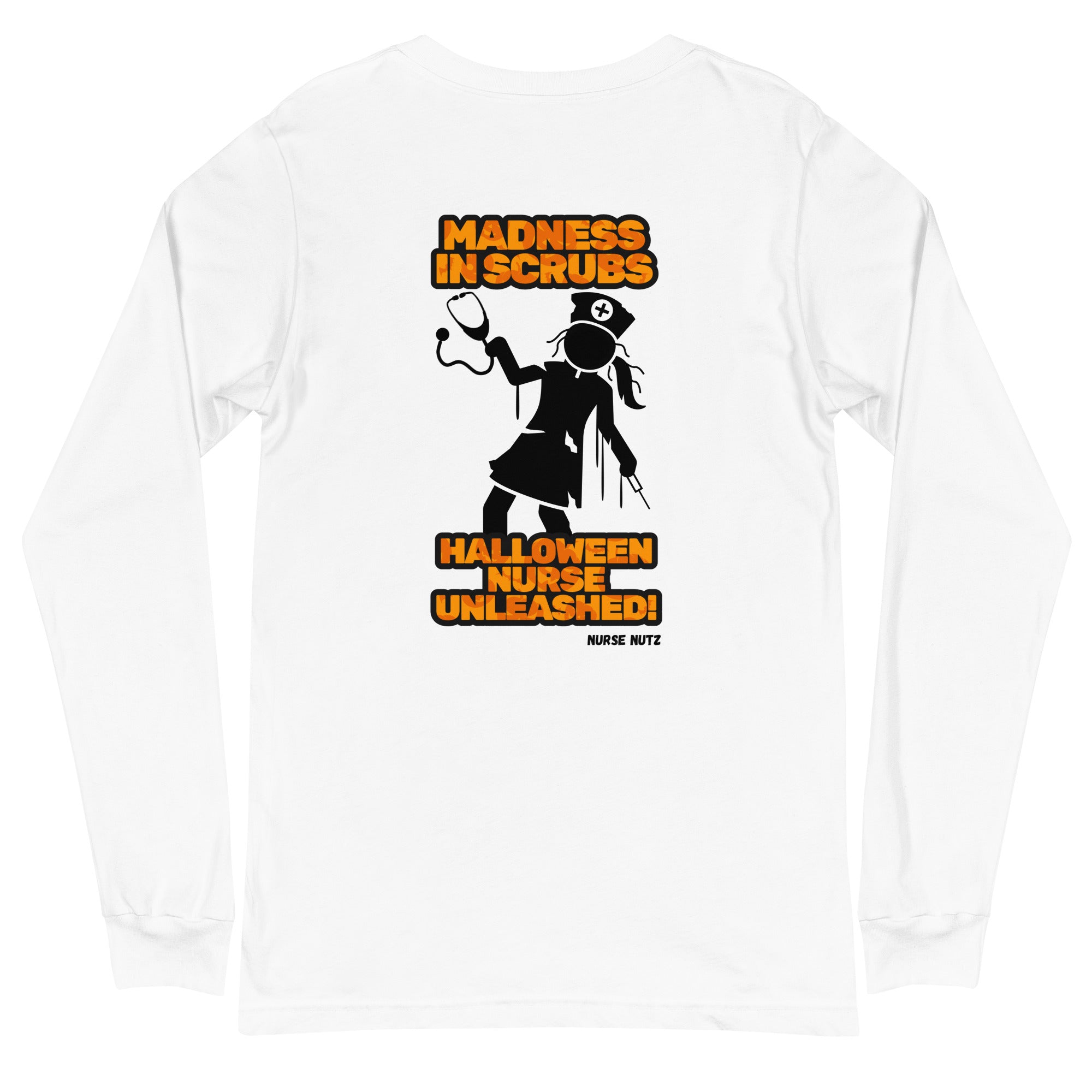 Madness in Scrubs: Halloween Nurse Unleashed - Nurse Unisex Double-Sided Long Sleeve Tee