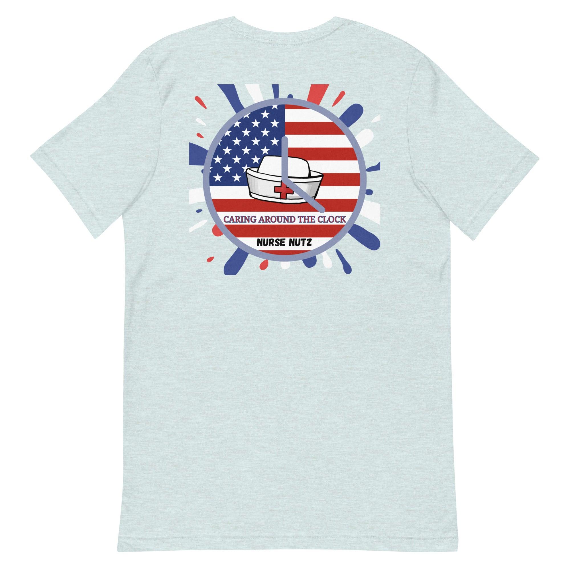 PATRIOTIC PULSE: CARING AROUND THE CLOCK - Unisex Double-Sided T-shirt