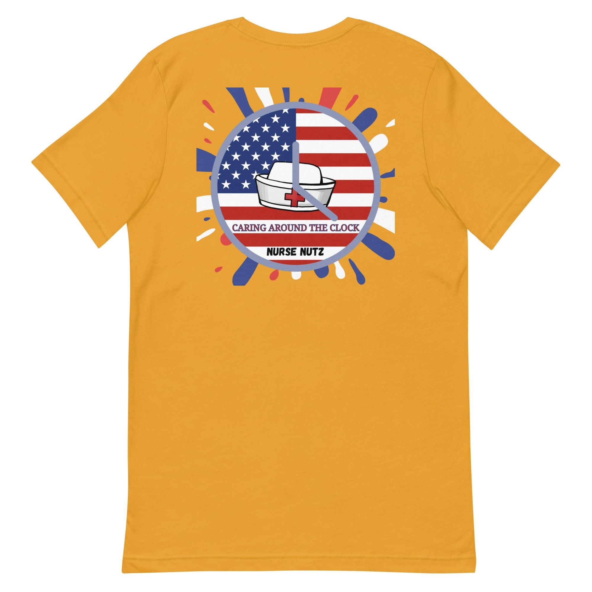 PATRIOTIC PULSE: CARING AROUND THE CLOCK - Unisex Double-Sided T-shirt