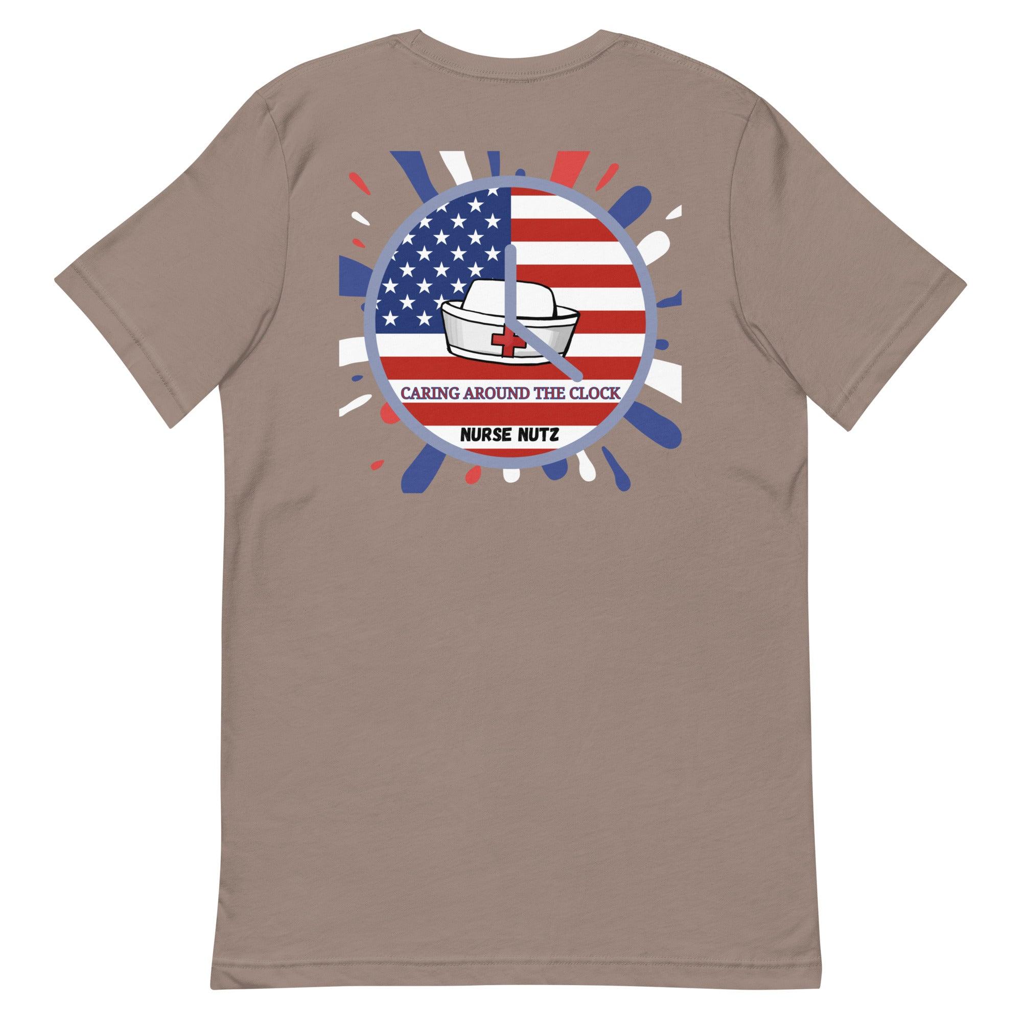 PATRIOTIC PULSE: CARING AROUND THE CLOCK - Unisex Double-Sided T-shirt