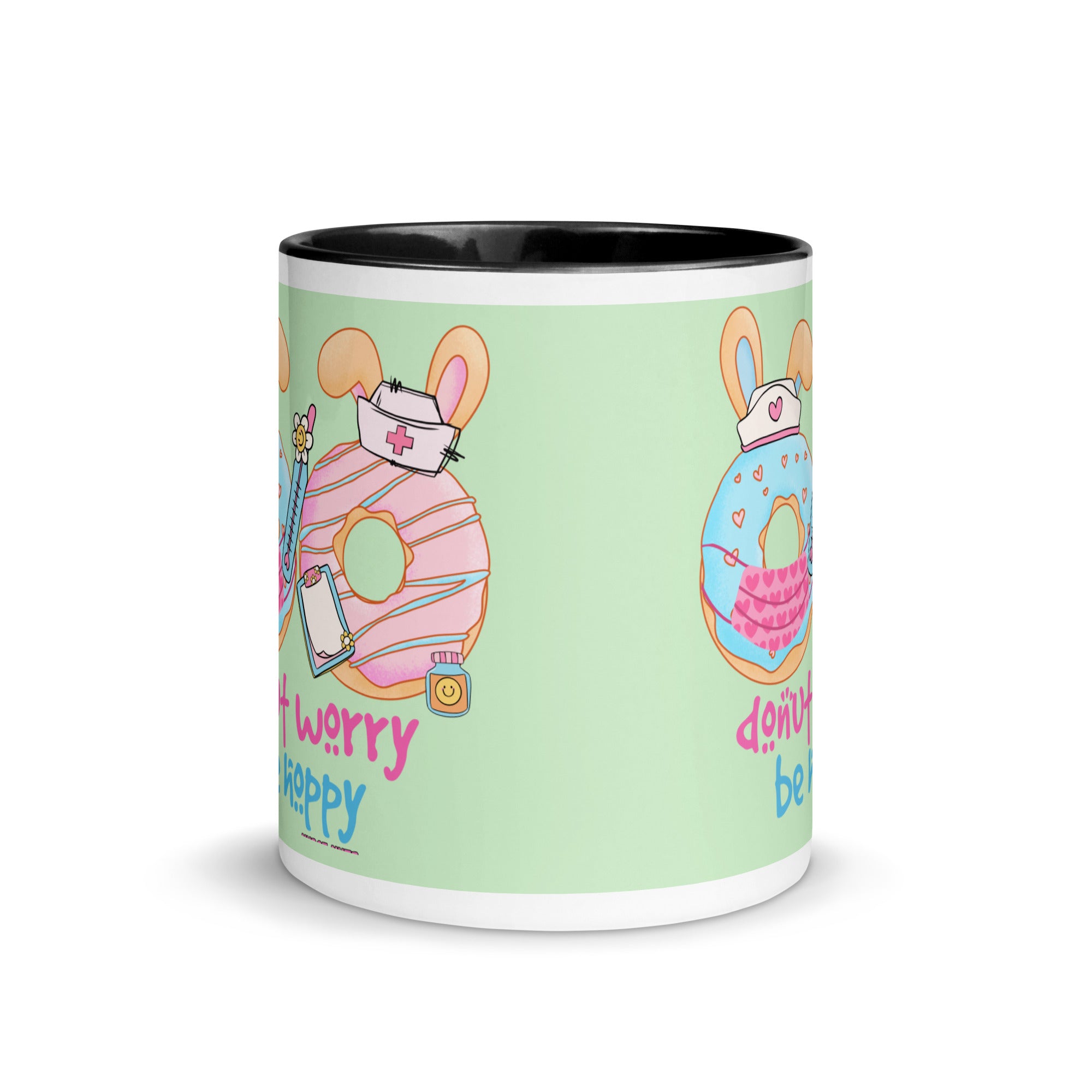 DONUT WORRY, BE HOPPY - Nurse Mug with Color Inside