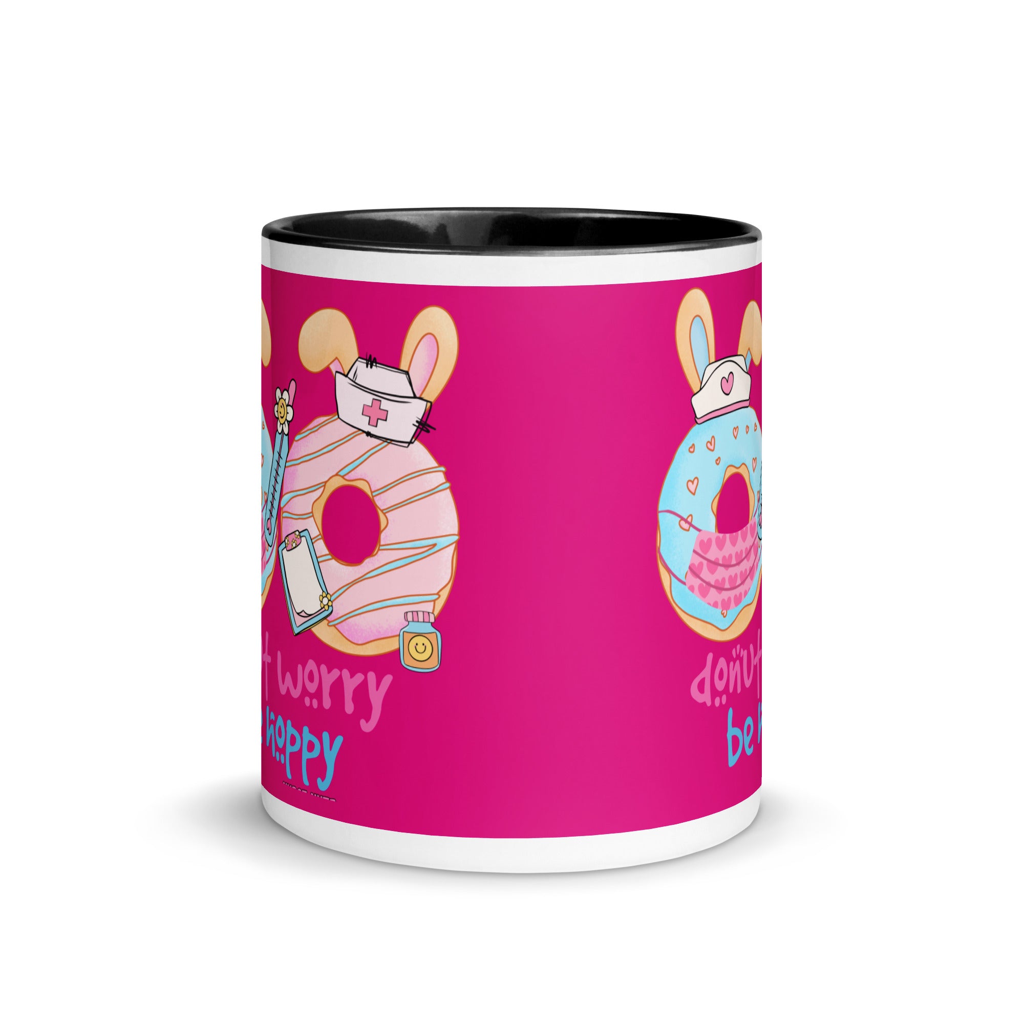 DONUT WORRY, BE HOPPY - Nurse Mug with Color Inside