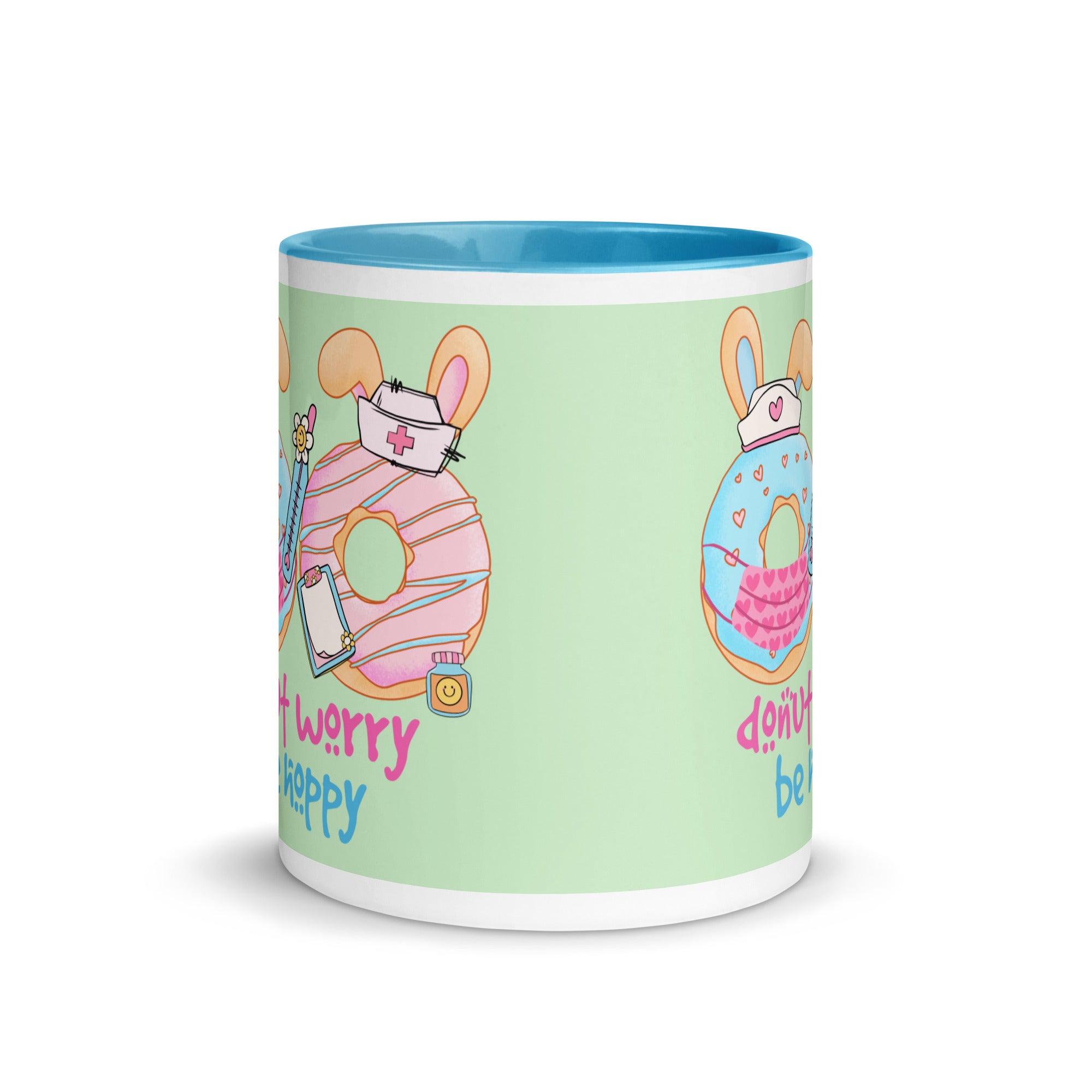 DONUT WORRY, BE HOPPY - Nurse Mug with Color Inside