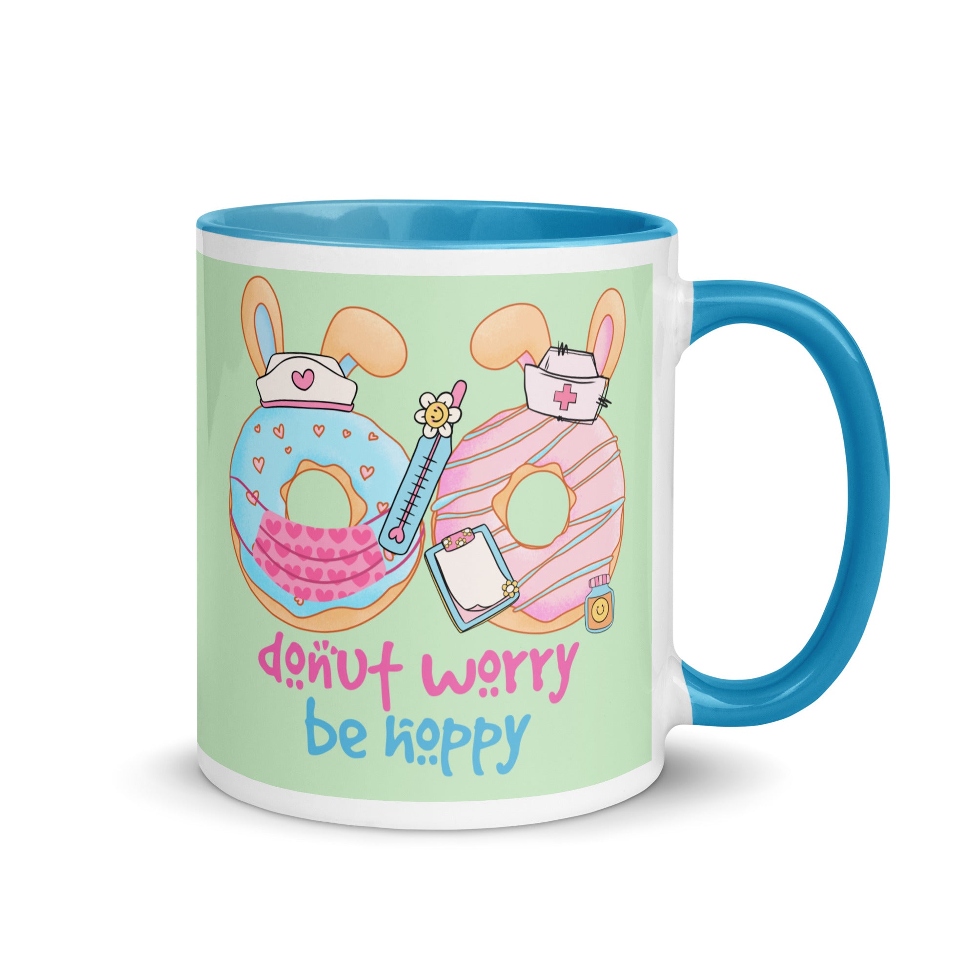 DONUT WORRY, BE HOPPY - Nurse Mug with Color Inside