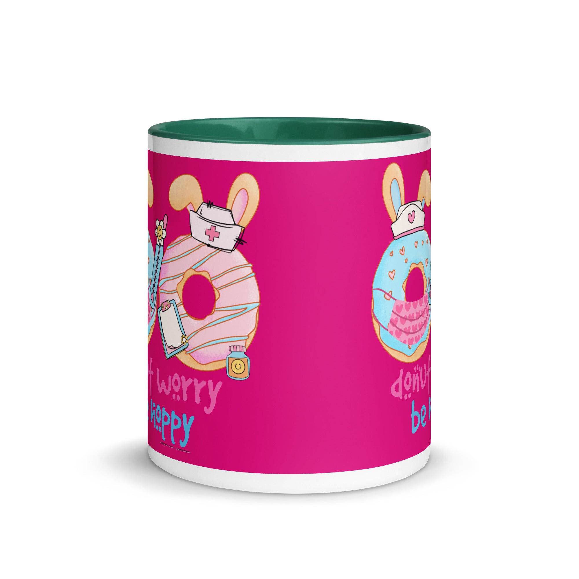 DONUT WORRY, BE HOPPY - Nurse Mug with Color Inside