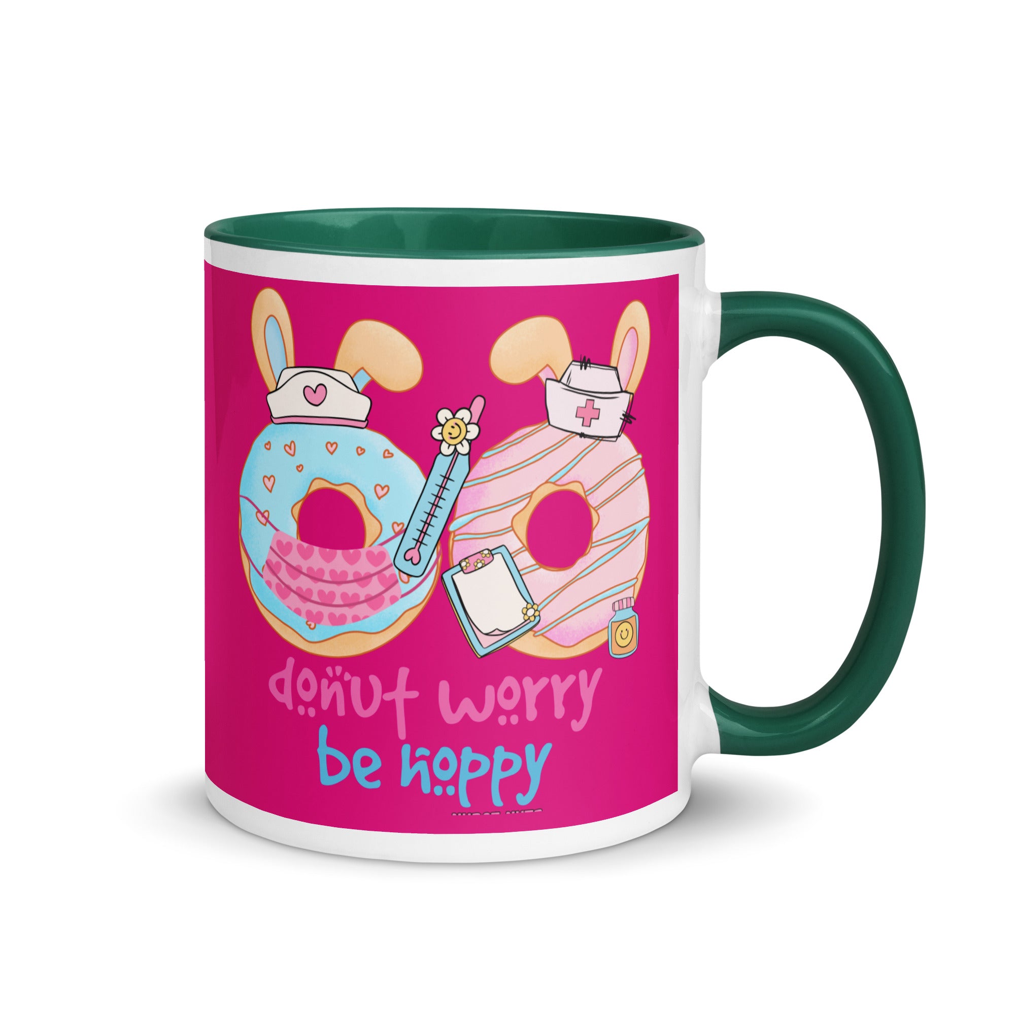 DONUT WORRY, BE HOPPY - Nurse Mug with Color Inside