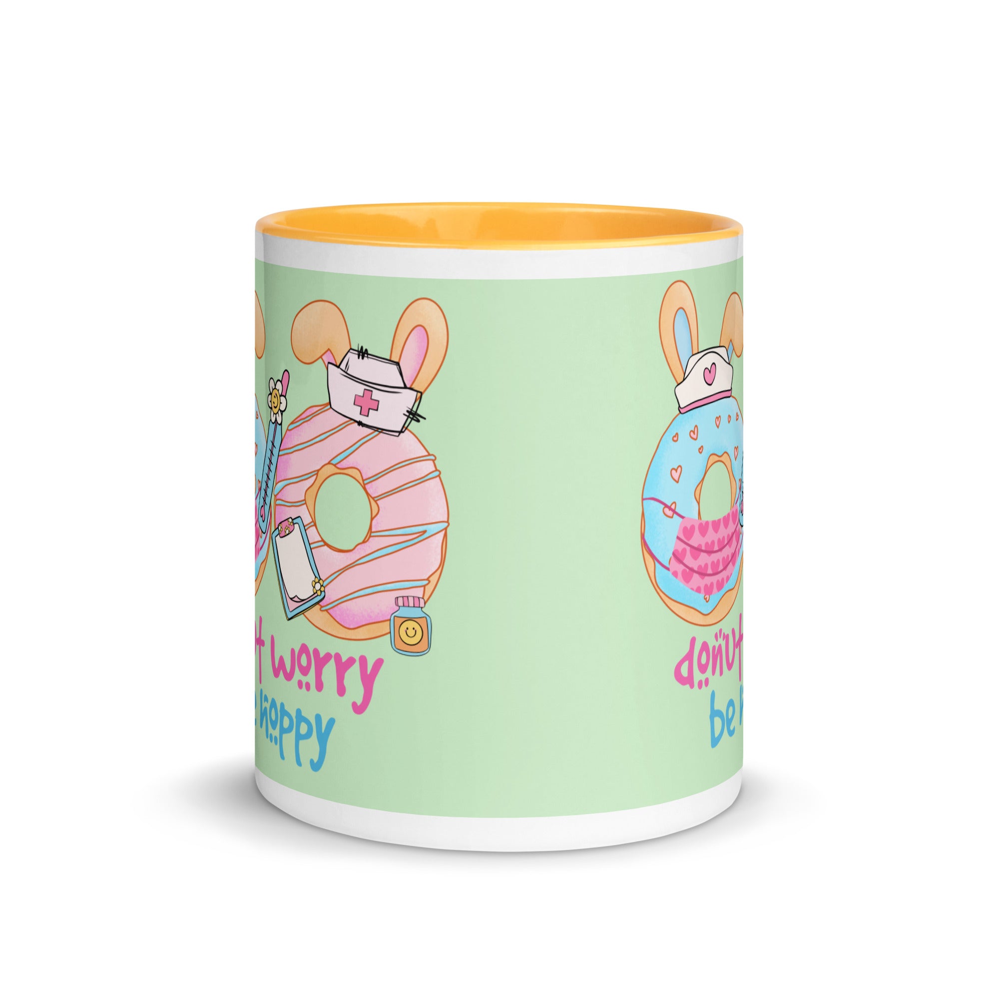 DONUT WORRY, BE HOPPY - Nurse Mug with Color Inside