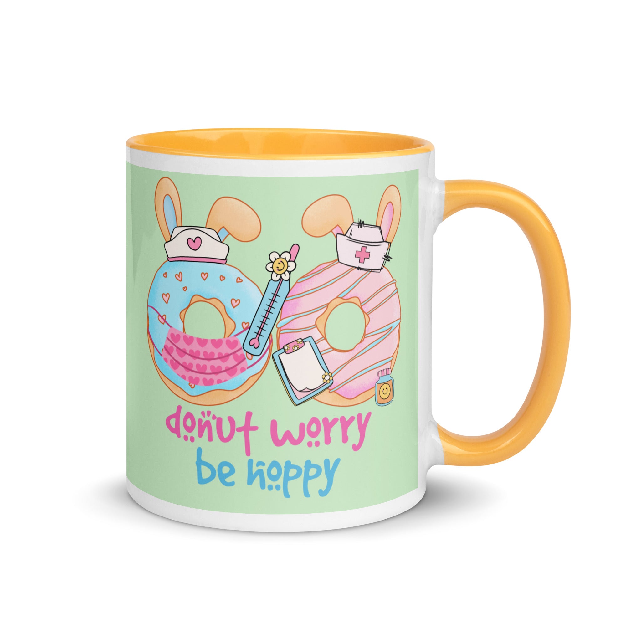 DONUT WORRY, BE HOPPY - Nurse Mug with Color Inside