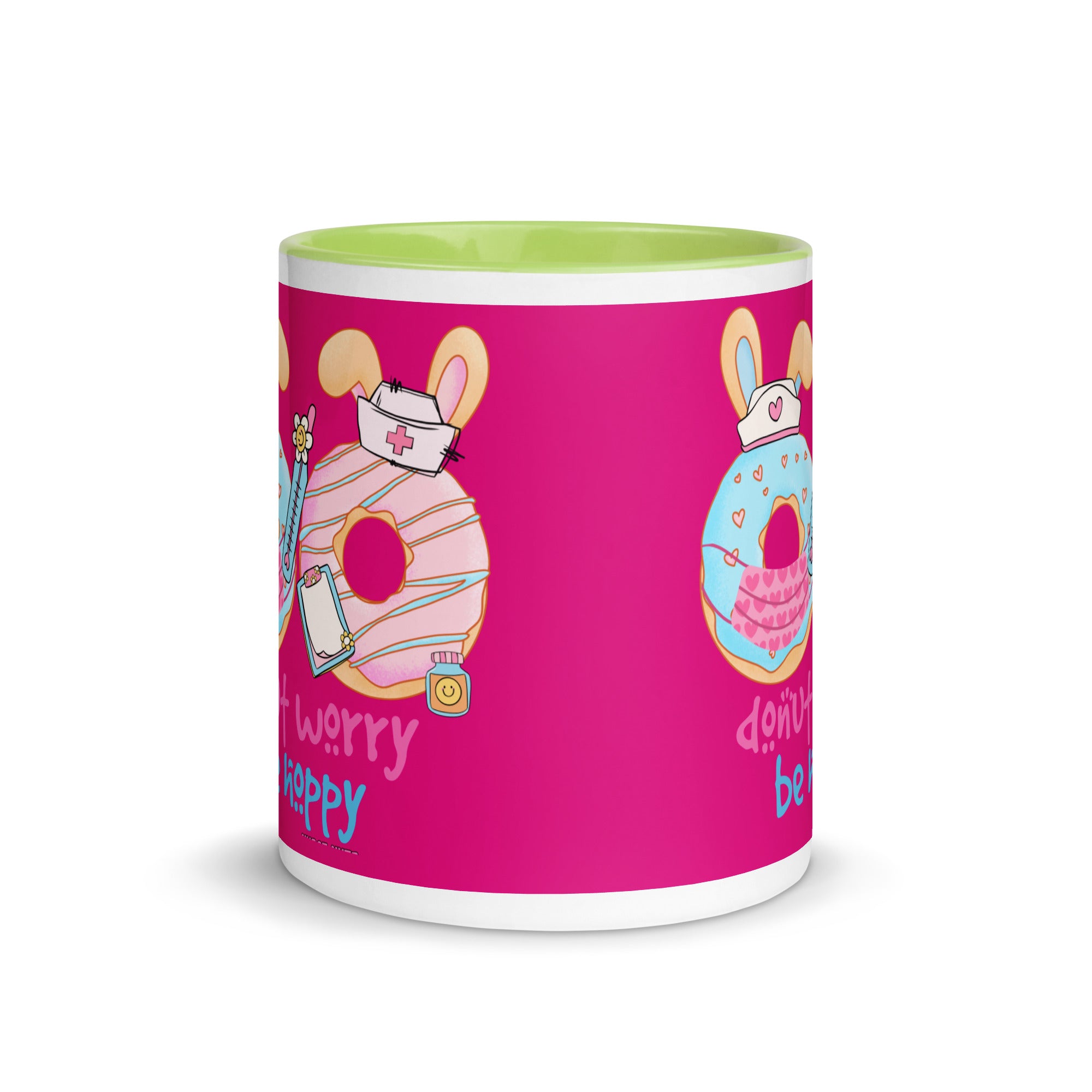 DONUT WORRY, BE HOPPY - Nurse Mug with Color Inside