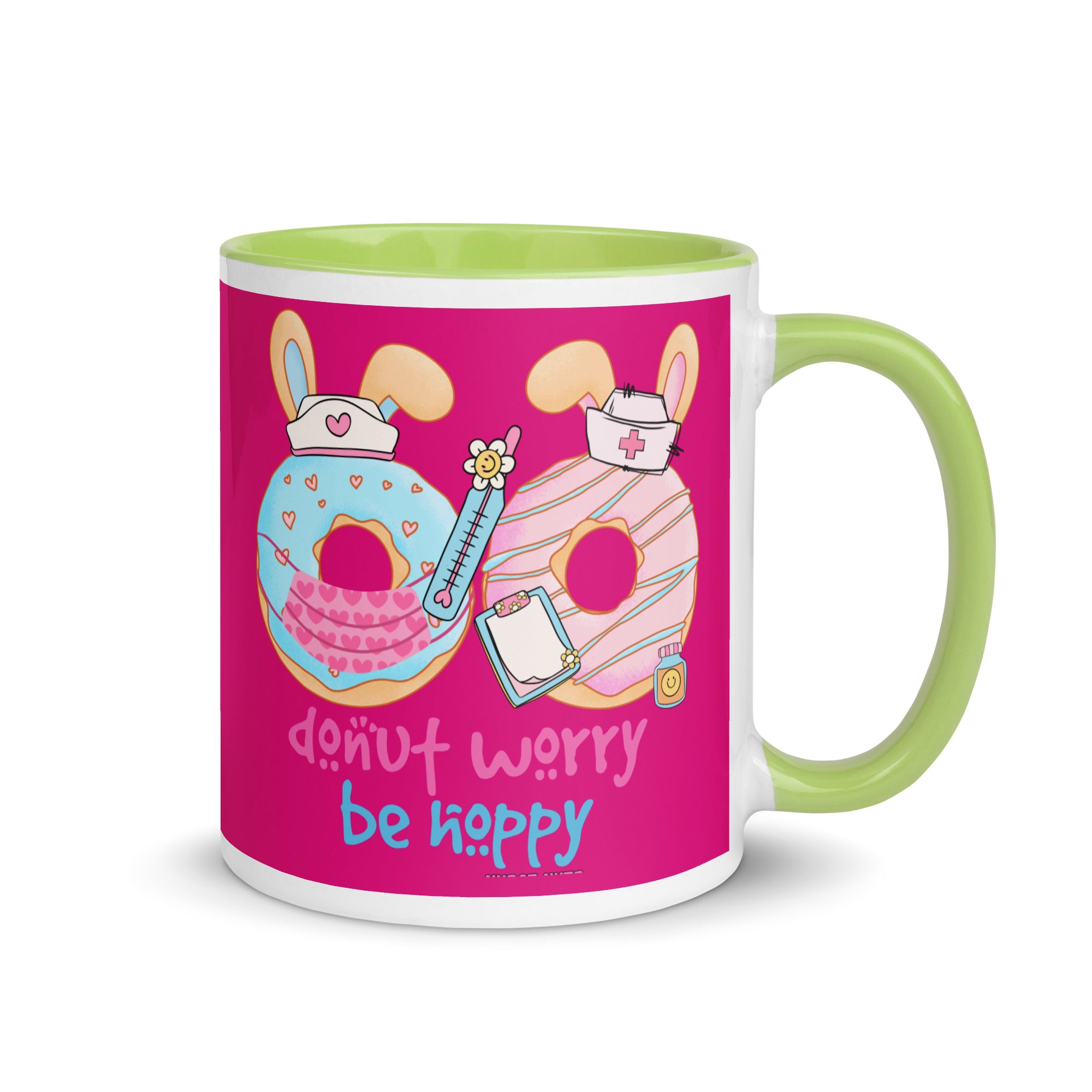 DONUT WORRY, BE HOPPY - Nurse Mug with Color Inside