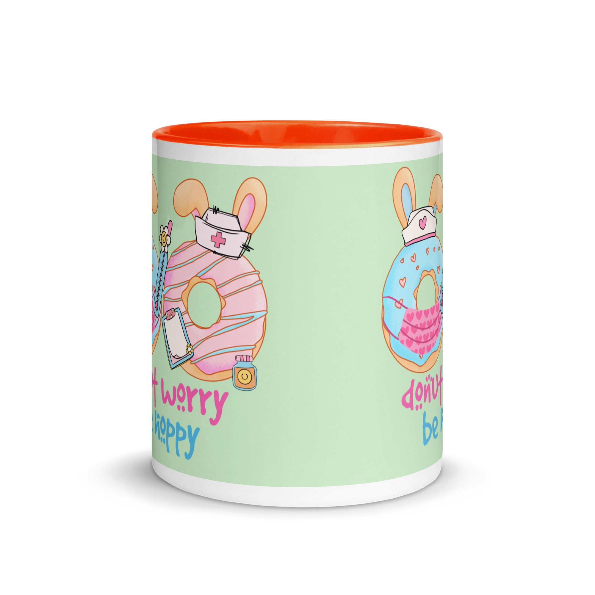 DONUT WORRY, BE HOPPY - Nurse Mug with Color Inside