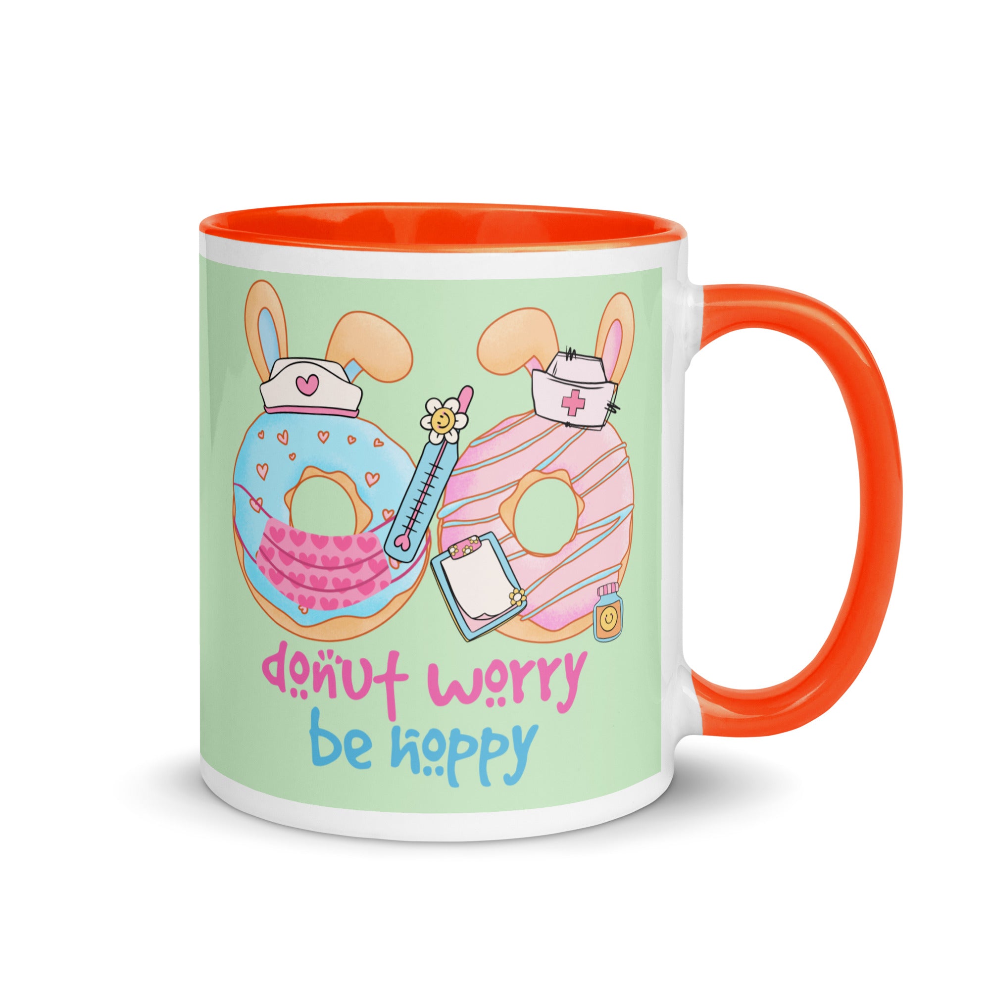 DONUT WORRY, BE HOPPY - Nurse Mug with Color Inside