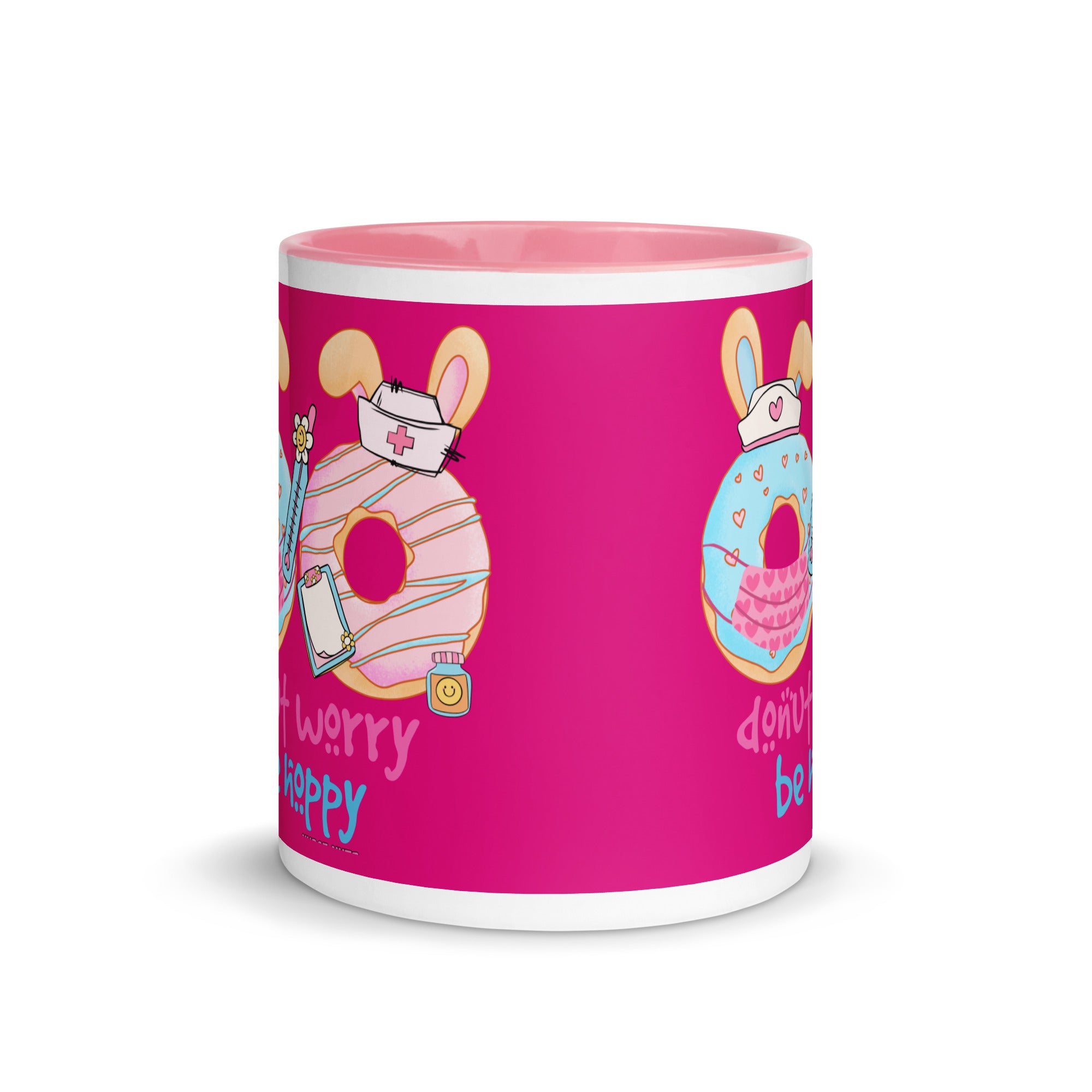 DONUT WORRY, BE HOPPY - Nurse Mug with Color Inside