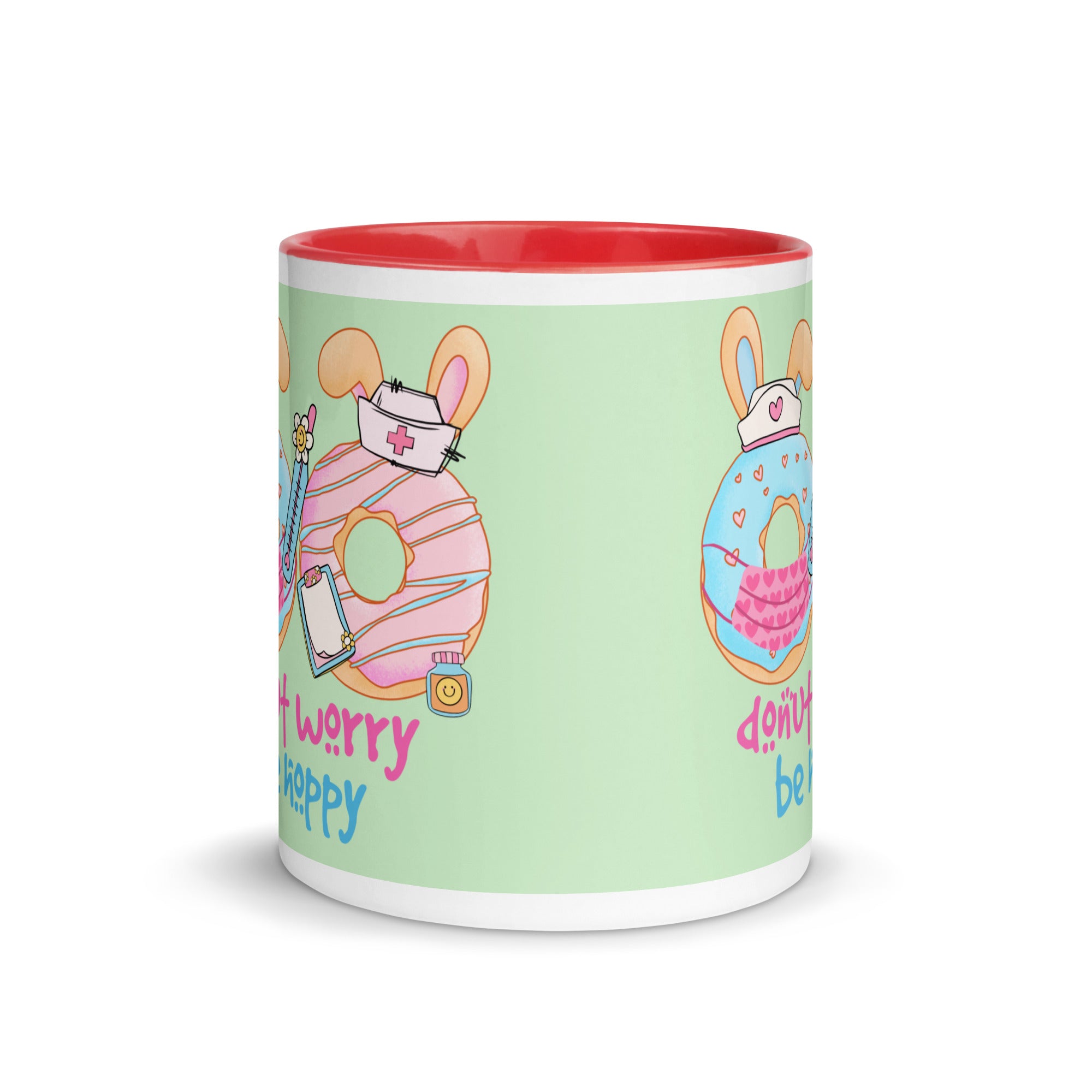 DONUT WORRY, BE HOPPY - Nurse Mug with Color Inside