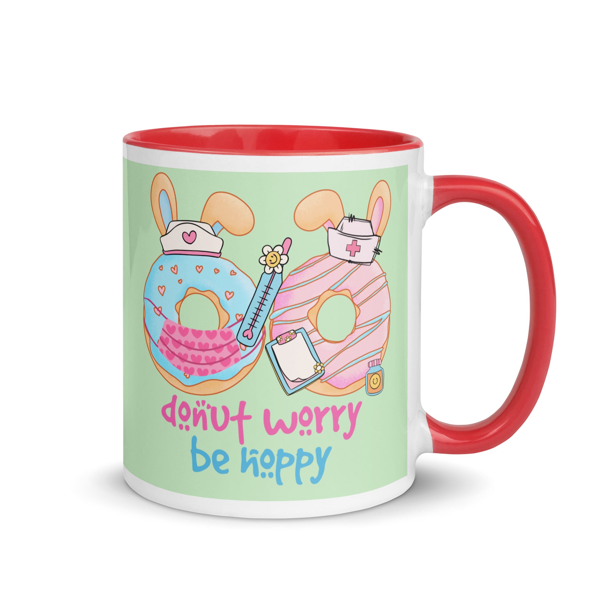 DONUT WORRY, BE HOPPY - Nurse Mug with Color Inside