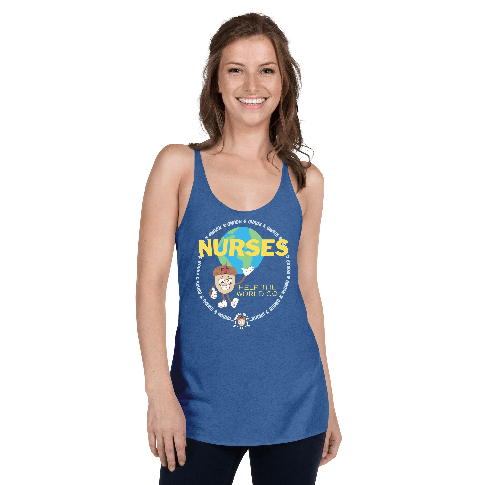 NURSES HELP THE WORLD GO ROUND & ROUND... - Women's Racerback Tank